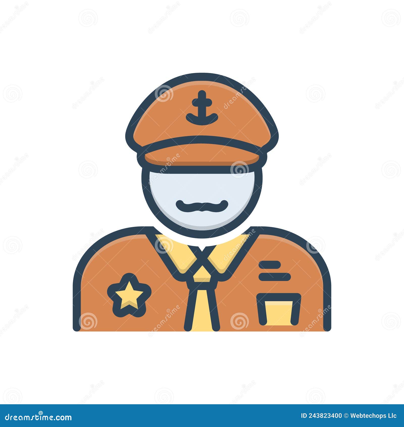 Color Illustration Icon for Captain, Skipper and Padrone Stock