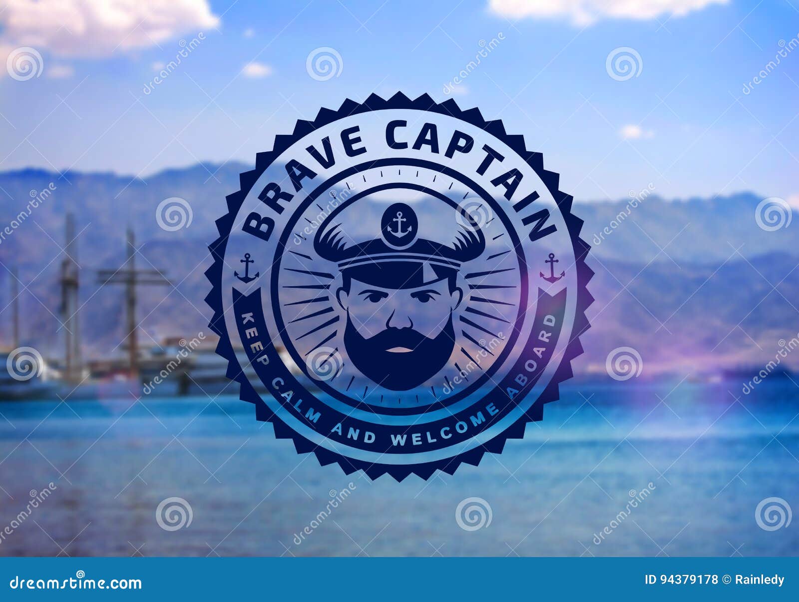 captain logo on blurred background.