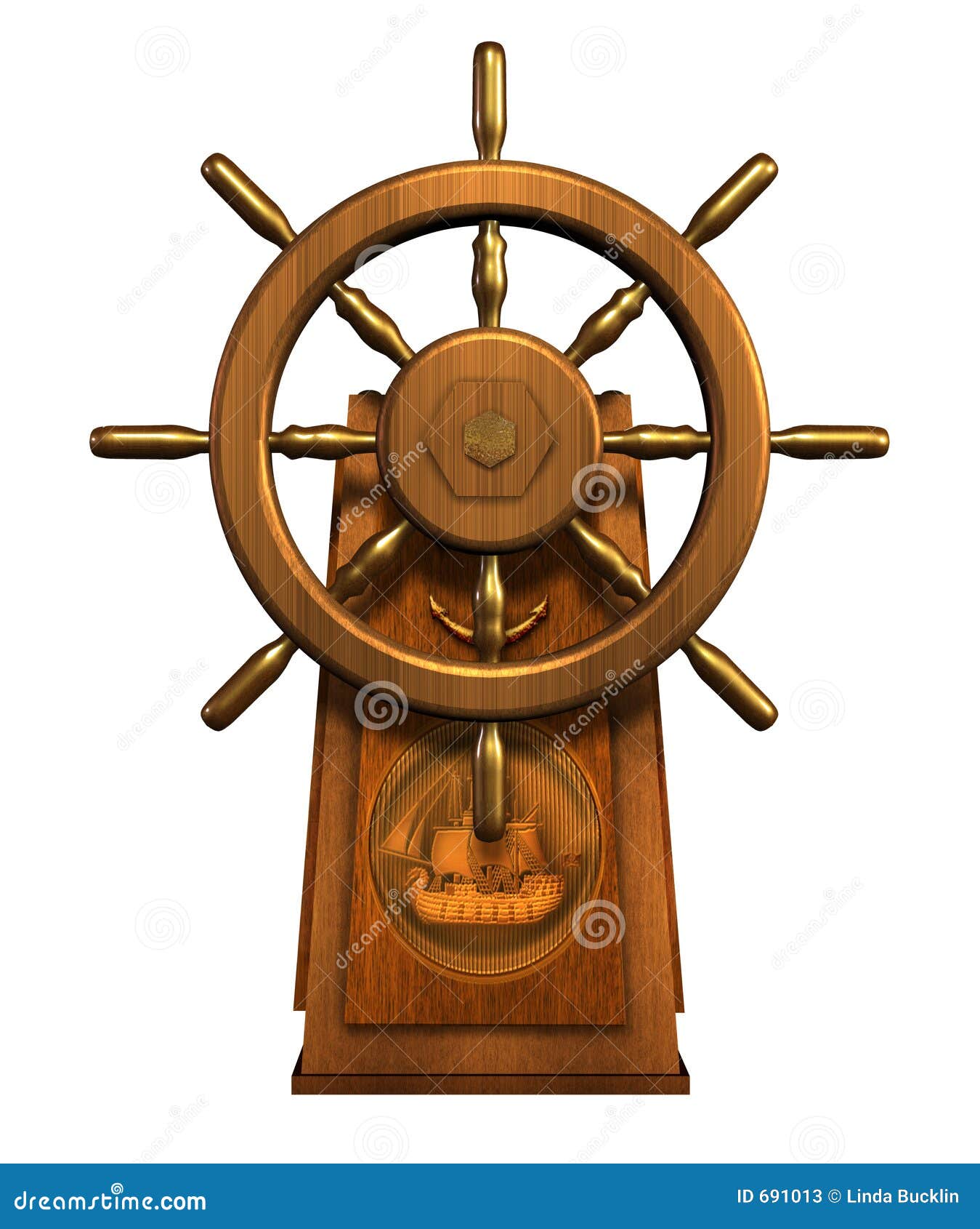 Captain's Wheel - Includes Clipping Path Stock Illustration