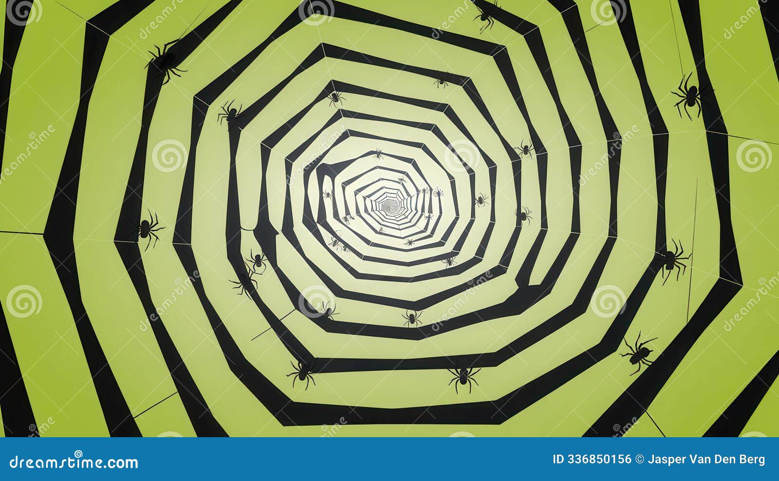 vivid abstract spider  bright green background - unique digital art halloween decorations marketing