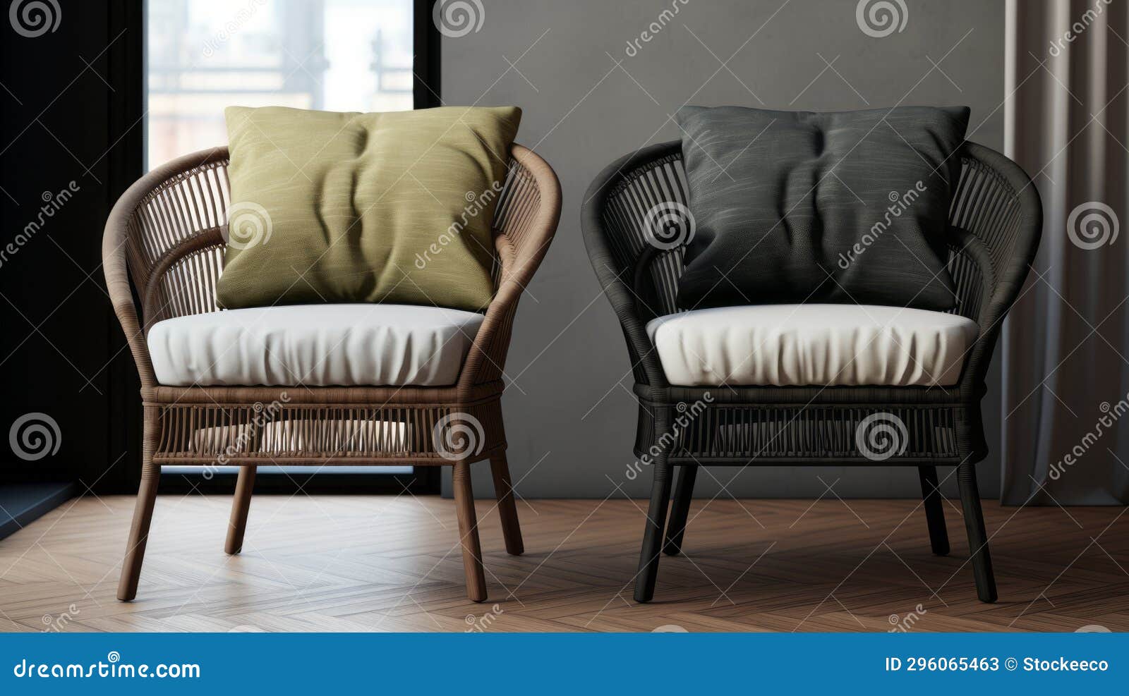 captivating chiaroscuro 3d models of rattan furniture in vray tracing style