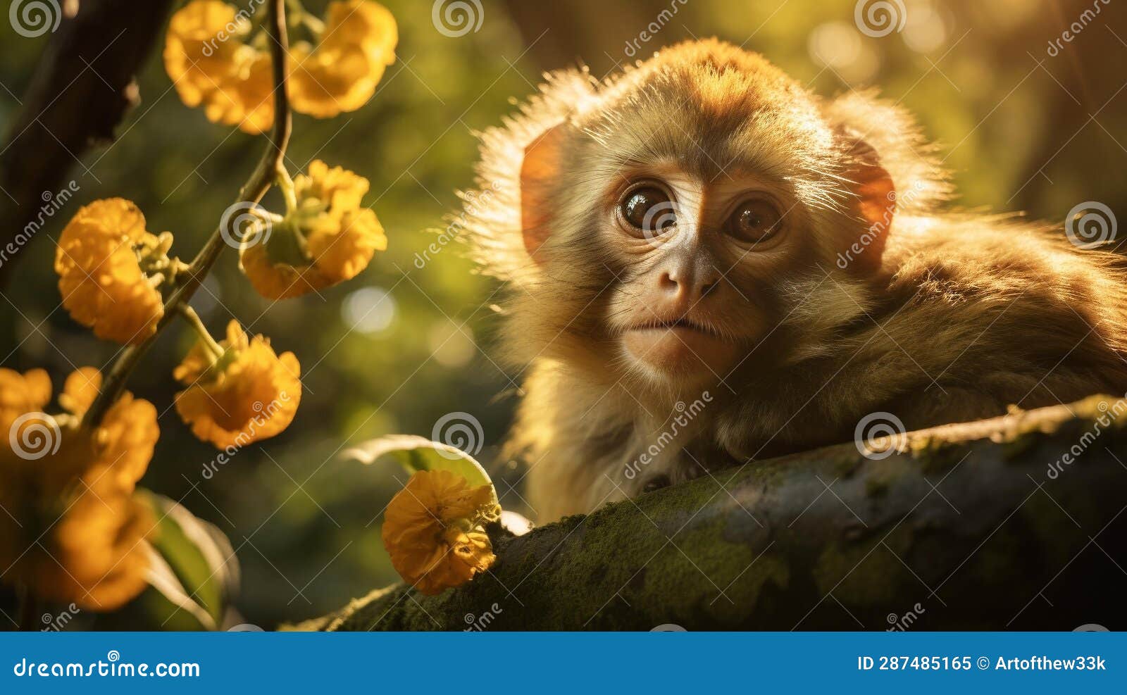 mischievous monkey: playful face in lush rainforest