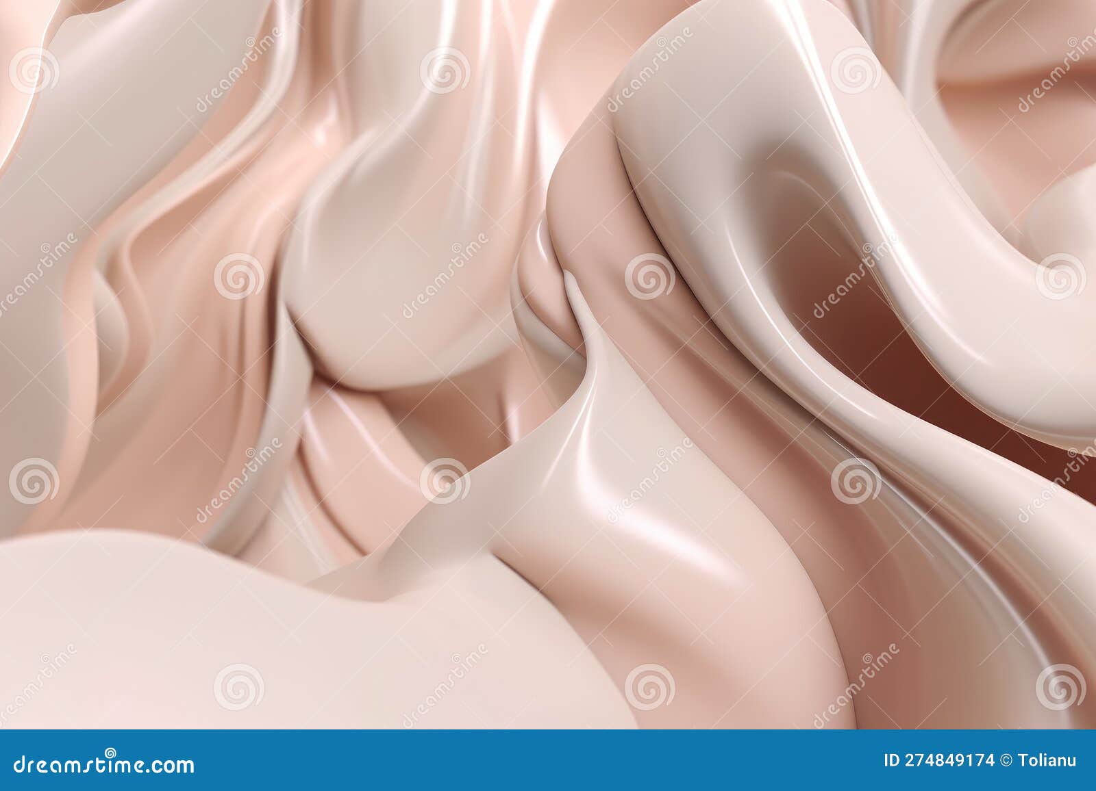 minimalist 3d render of cream and pink twisted waves
