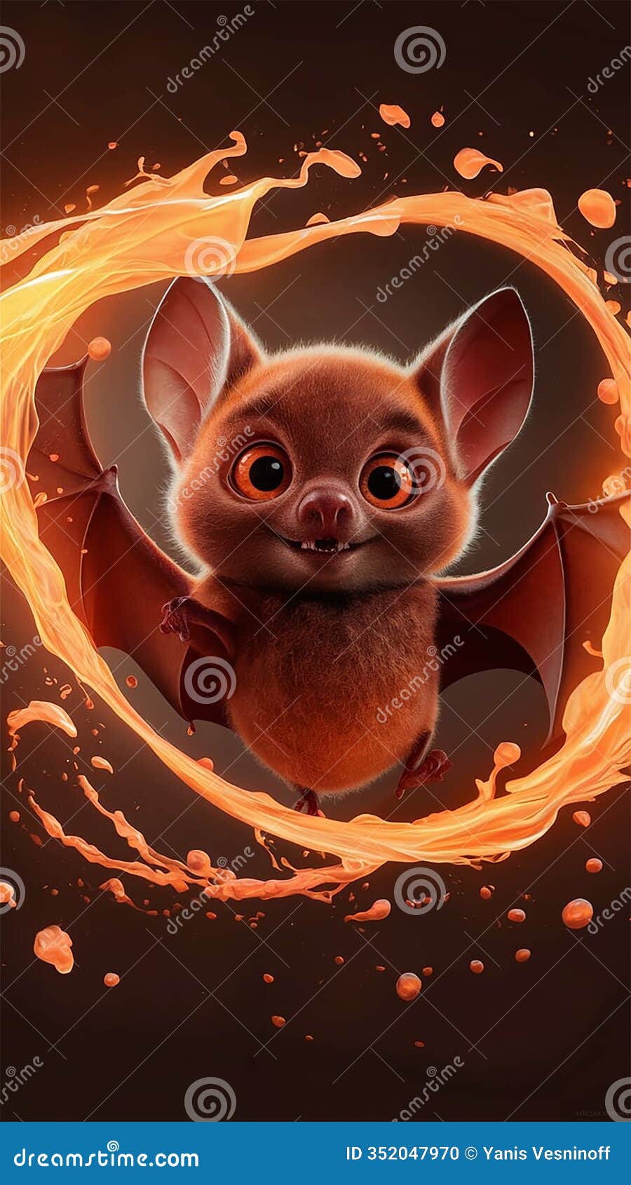 a captivating 3d render  of a baby bat
