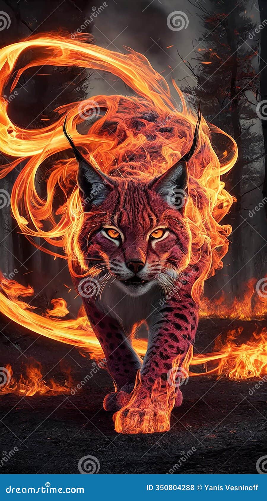 a captivating and dynamic 3d render of an abstract energy-based lynx