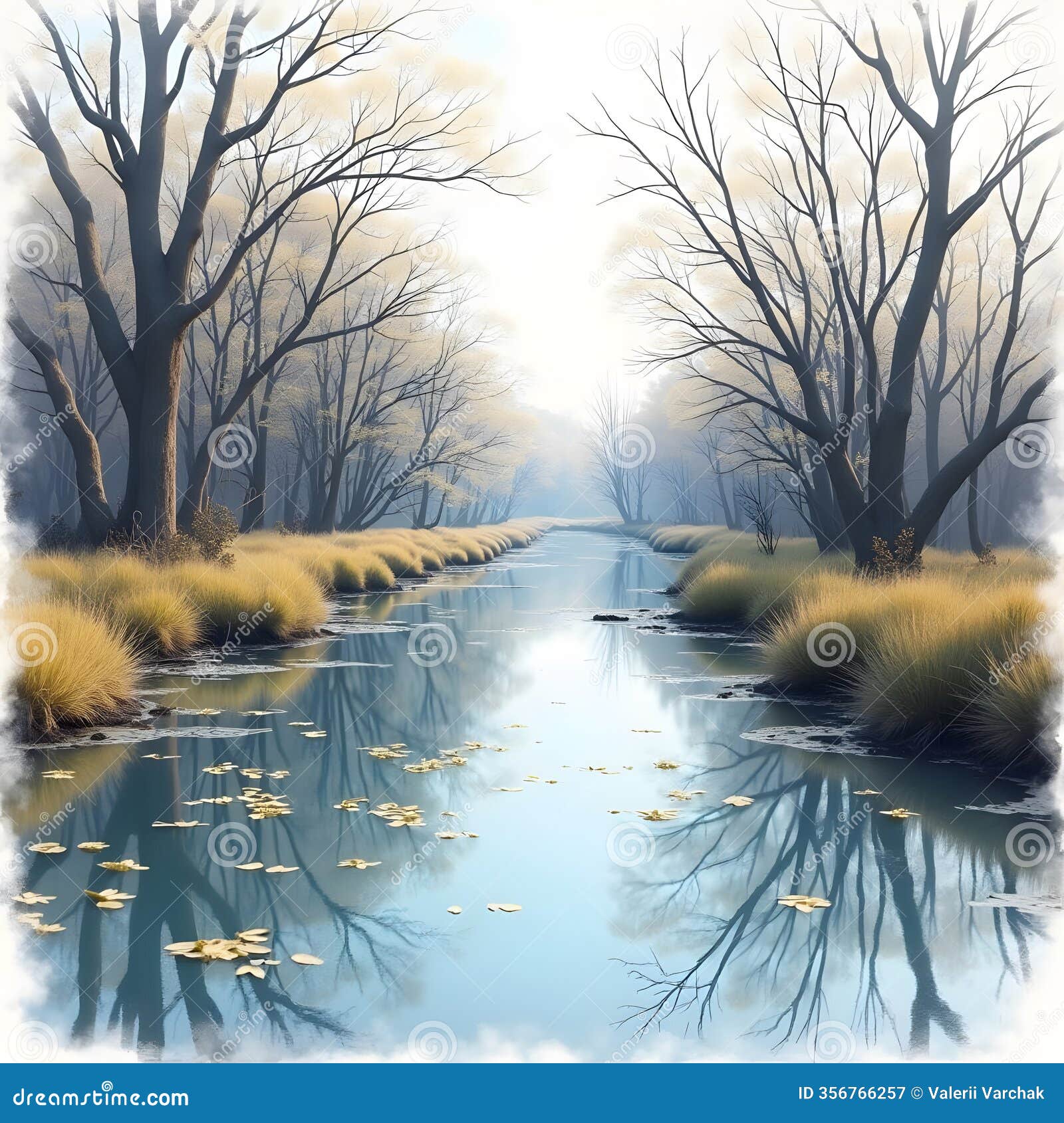 enchanting abstract nature sketch with reflective s