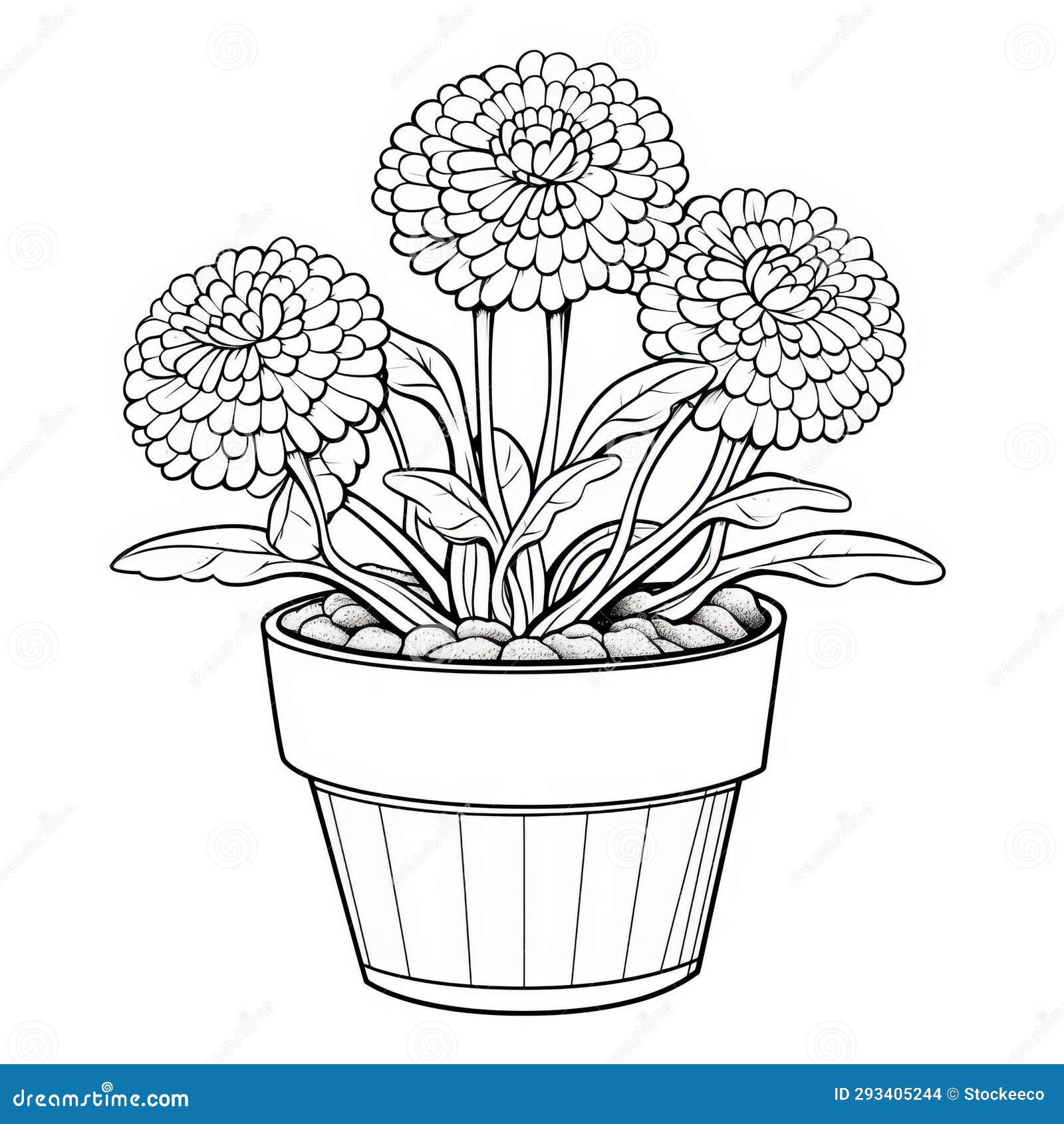 Captivating Flower Pots Coloring Page in Cottagepunk Style Stock ...