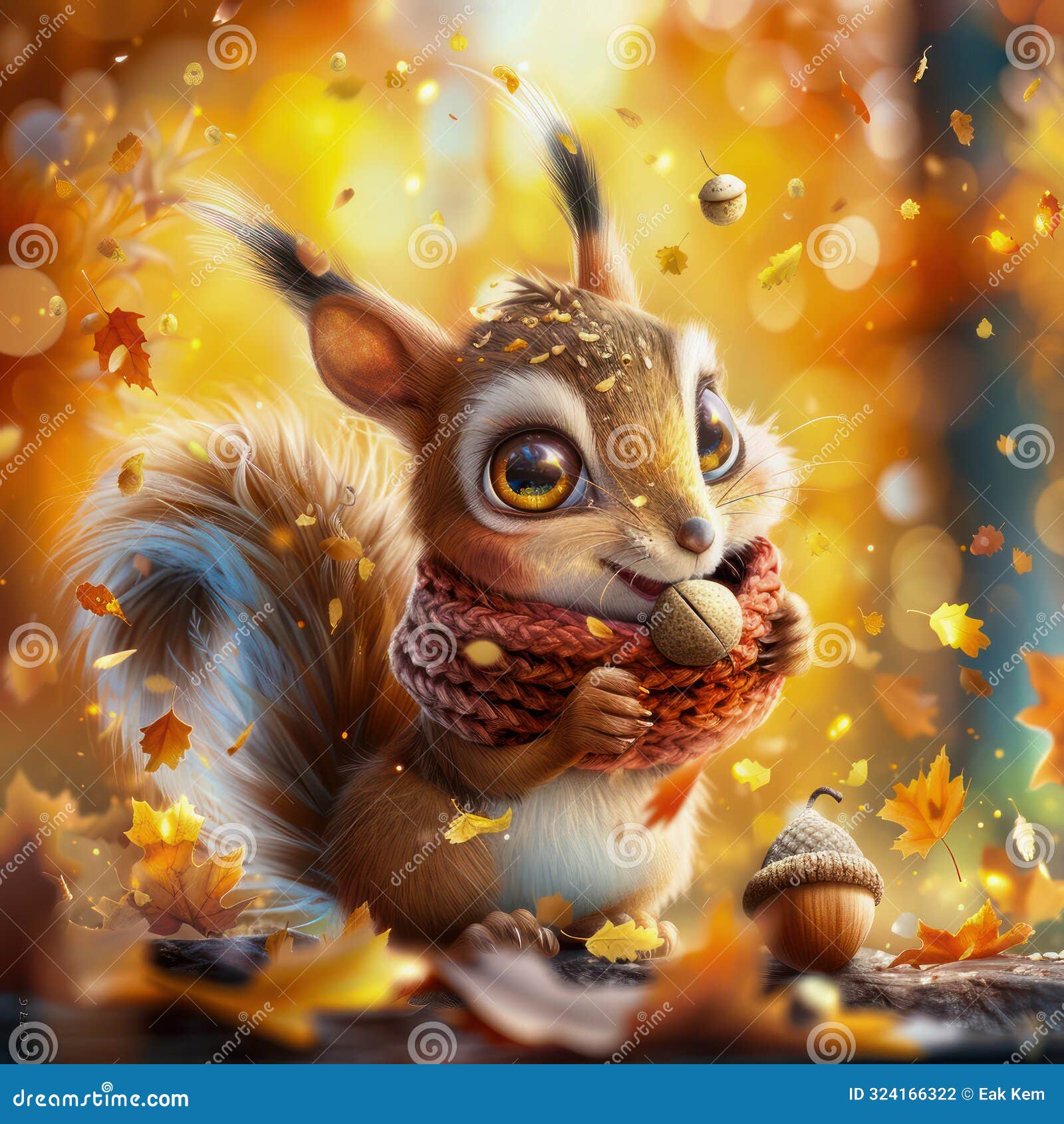 cute squirrel holding an acorn high-resolution fall season  image perfect for autumn lovers and nature enthusiasts, discover