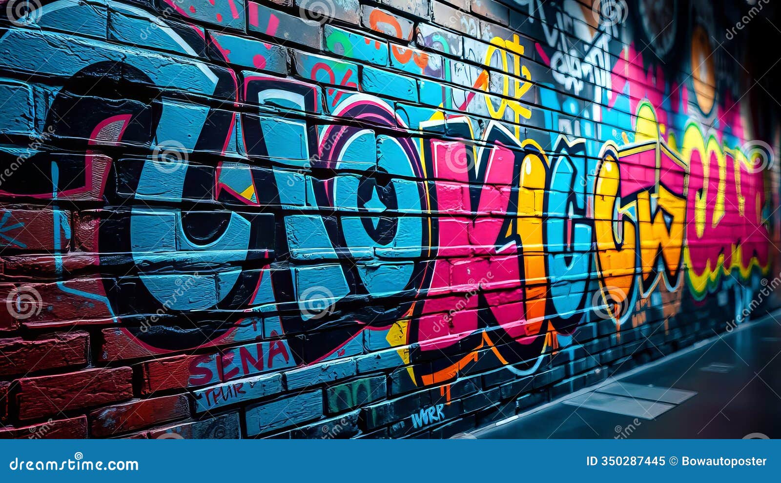 bold and vibrant graffiti art on a brick wall a stunning display of urban abstract street style