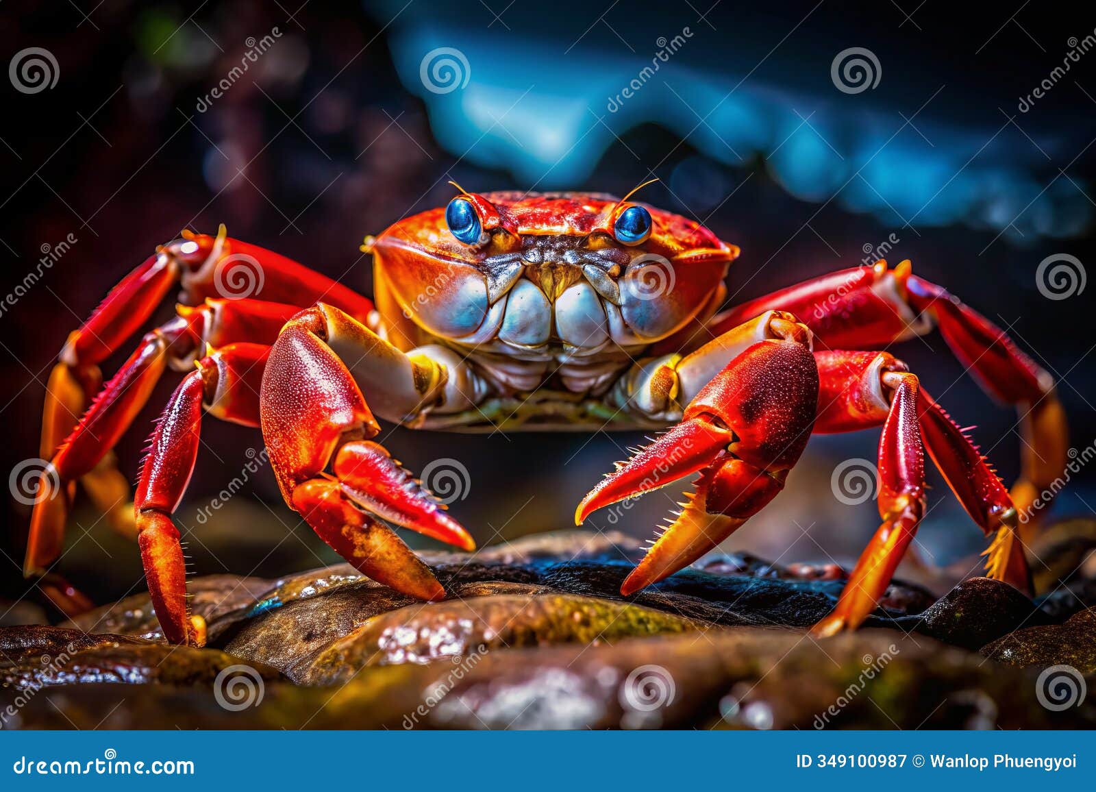 a bold red crab stands ready on a sandy shore: capturing the raw energy and