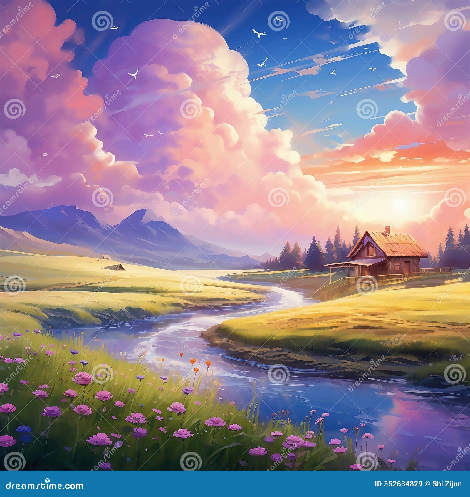 twilight creek: dawn's pink embrace