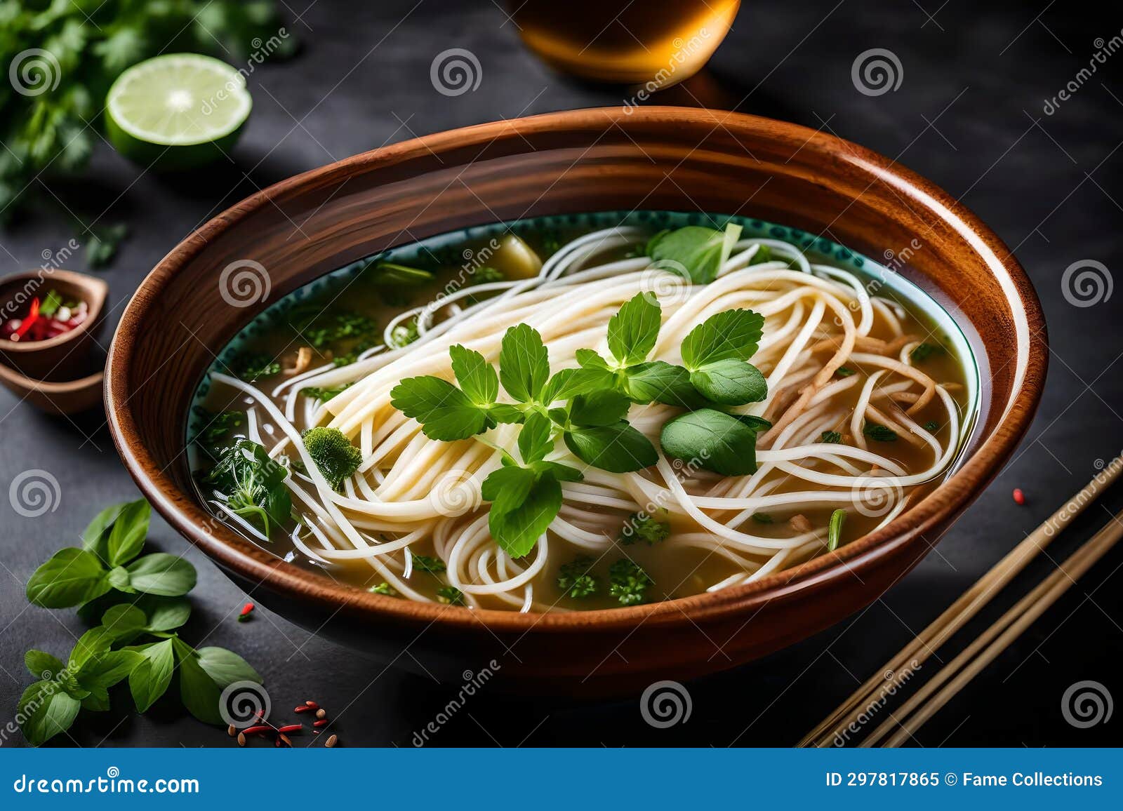 A Captivating Photograph of a Bowl of Piping Pho, Featuring Thin Rice