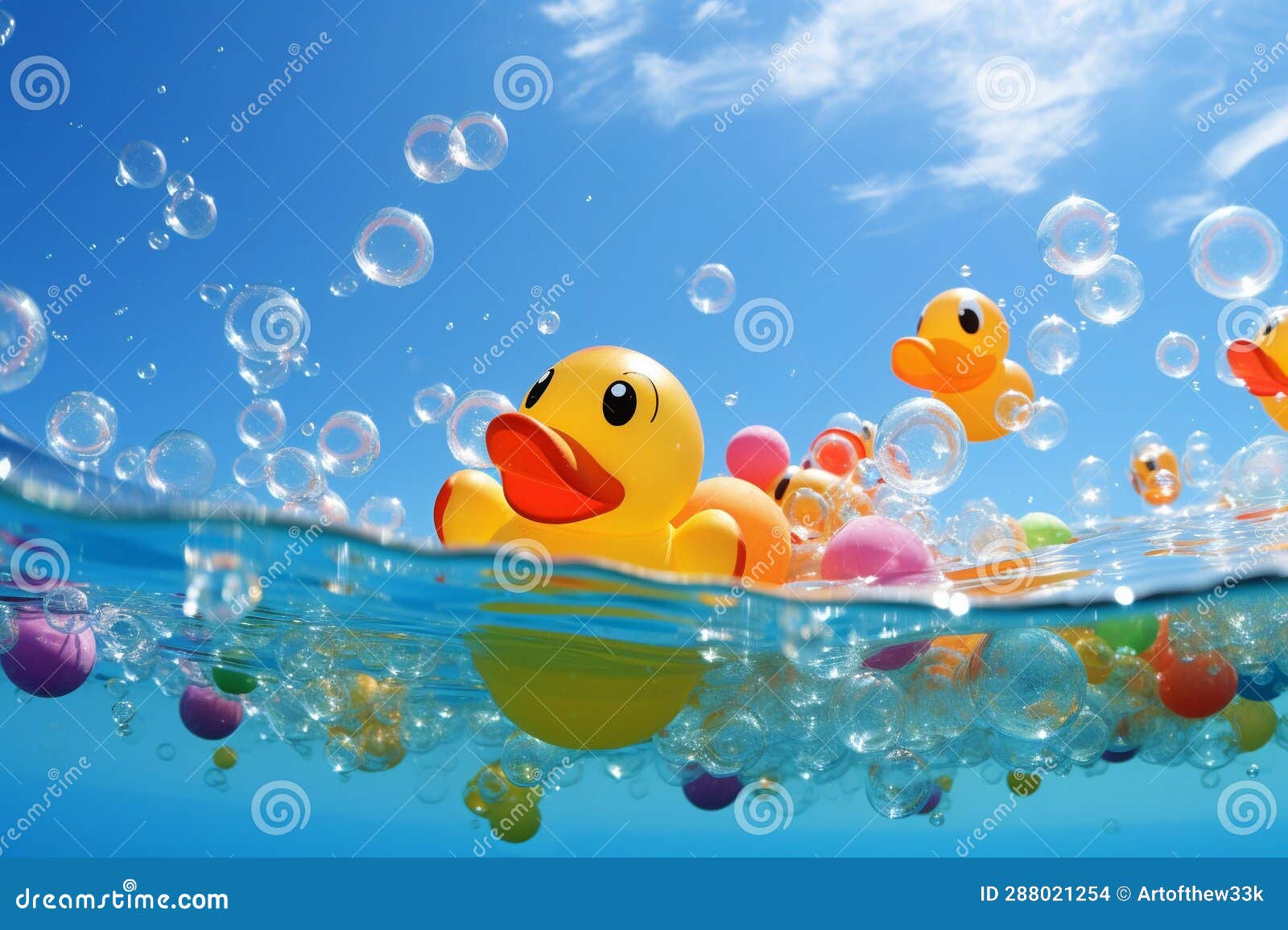 whimsical bubble symphony in a colorful sky