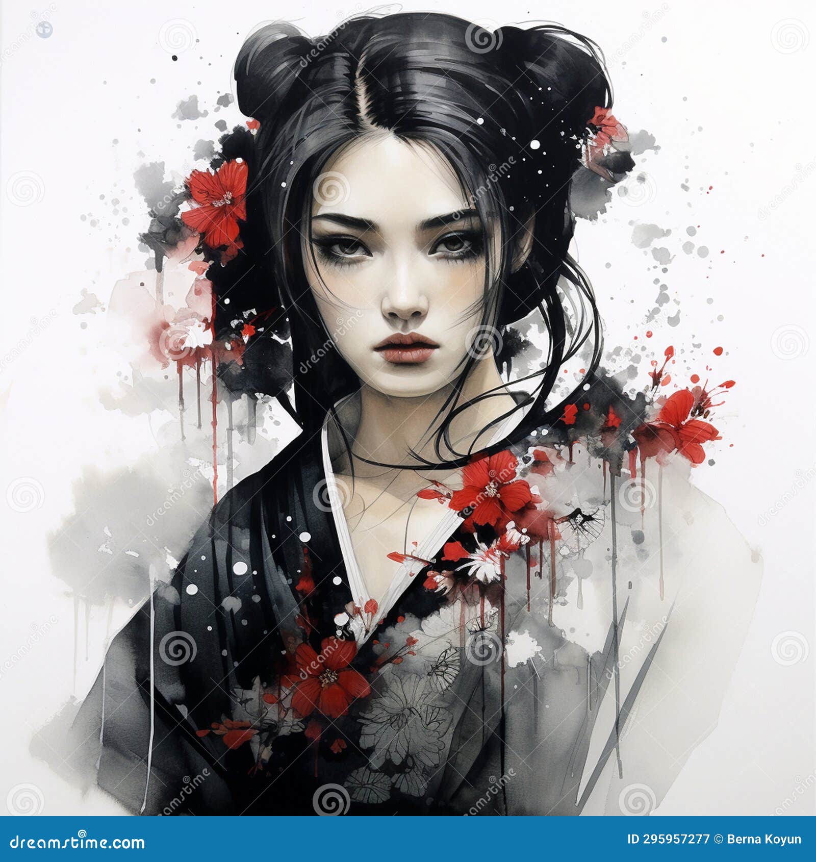Captivating Sumie HandDrawn Japanese Art Stock Illustration