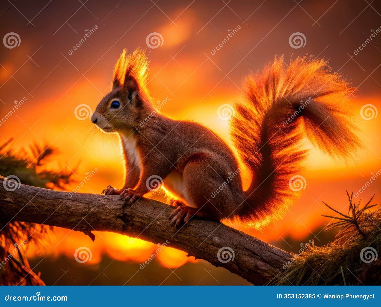 stunning silhouette of a eurasian red squirrel on a branch detailed 4k stock image for nature photography and
