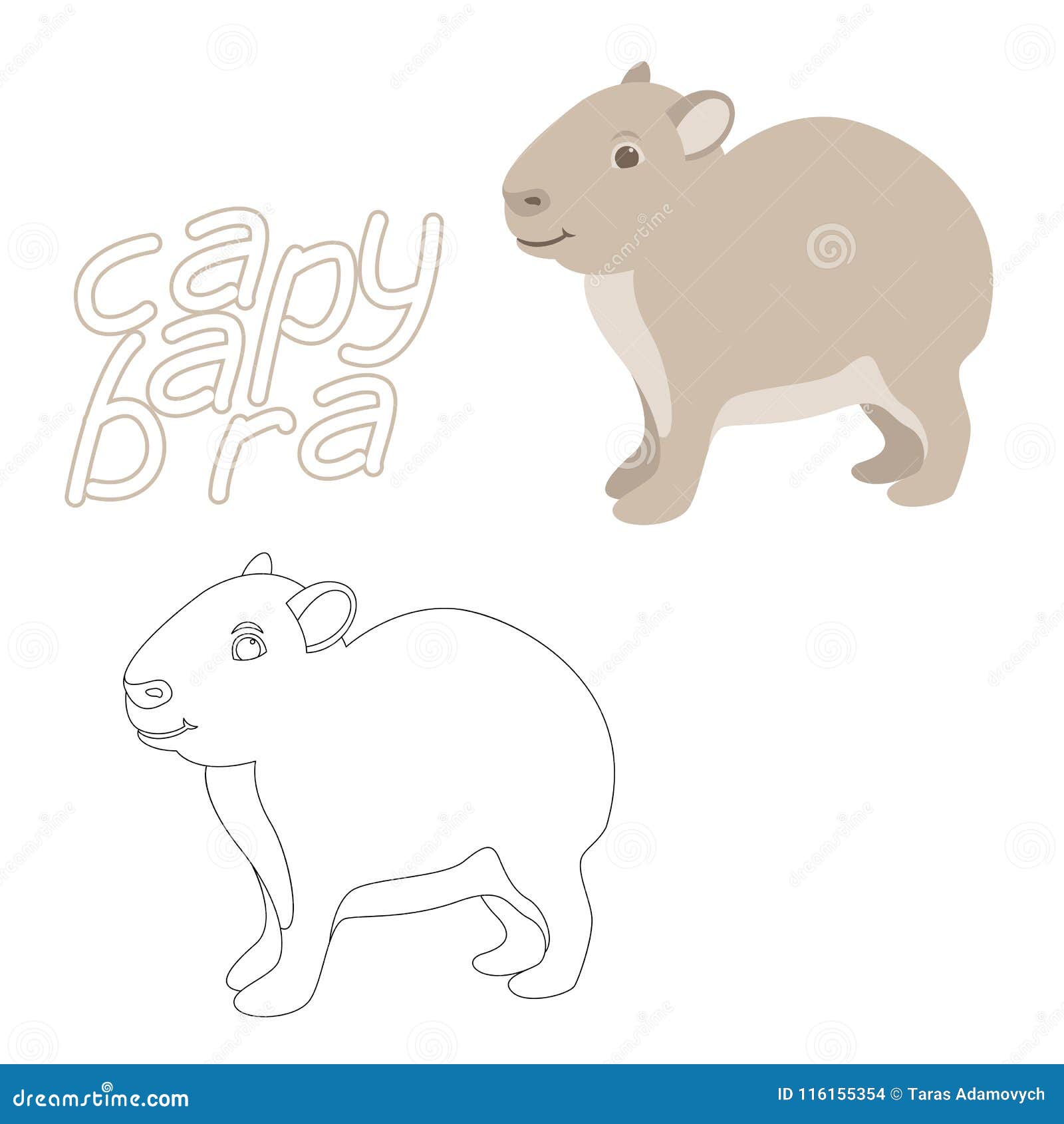 Capybara Coloring Book Vector Illustration Flat Style Profile Side Stock Vector - Illustration ...
