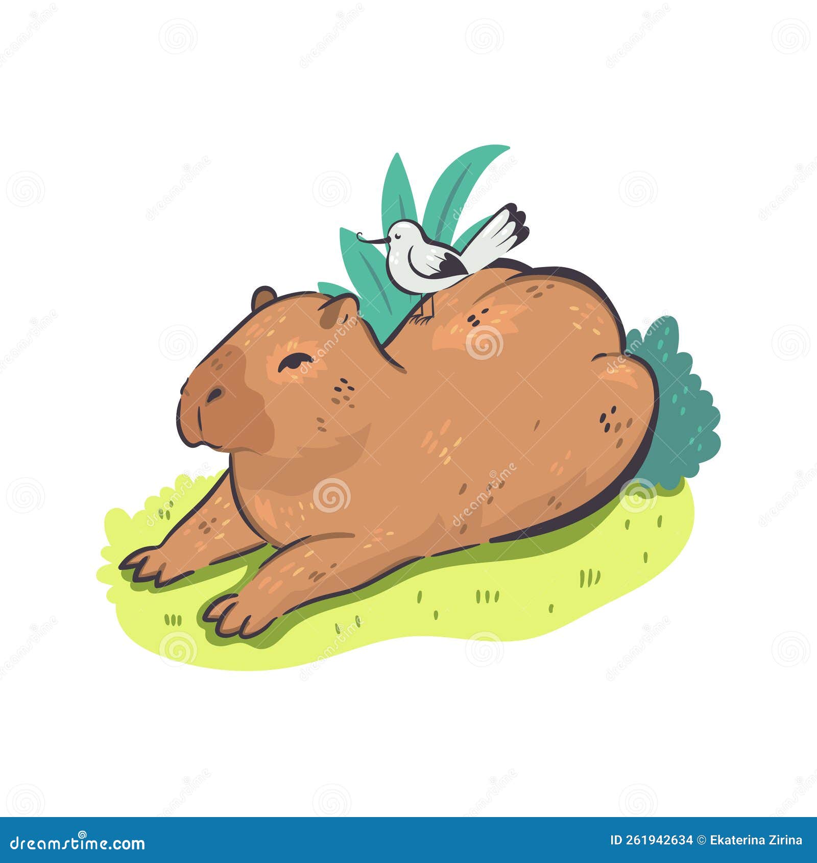 Capivara animal desenho animado ilustração imagem vetorial de