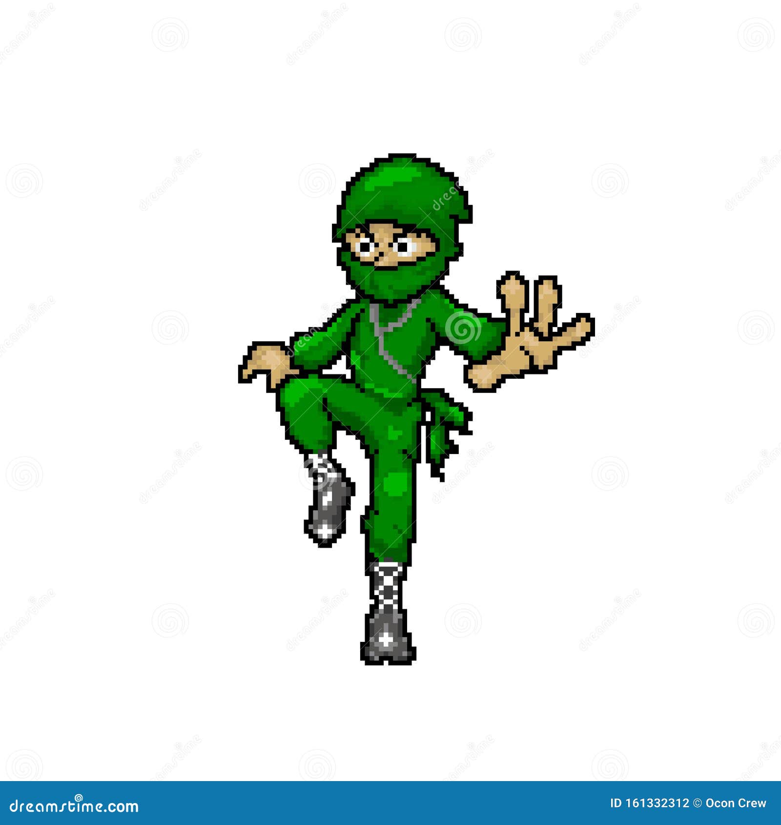 Carácter Pixel Art Ninja Ilustración Del Logotipo De La Mascota De Dibujos  Animados Ninjas Verdes De 8 Bits Stock de ilustración - Ilustración de  retro, ninjas: 161332312