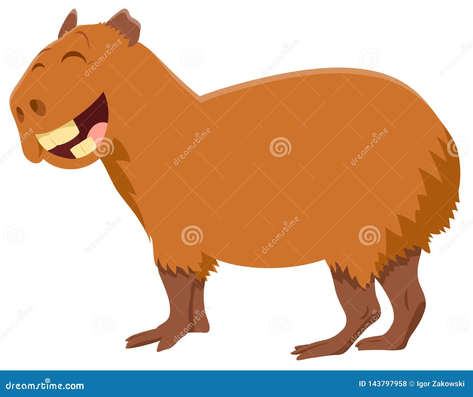Capybara Engraçada E Fofa Feliz Na Ilustração Vetorial De Roedores