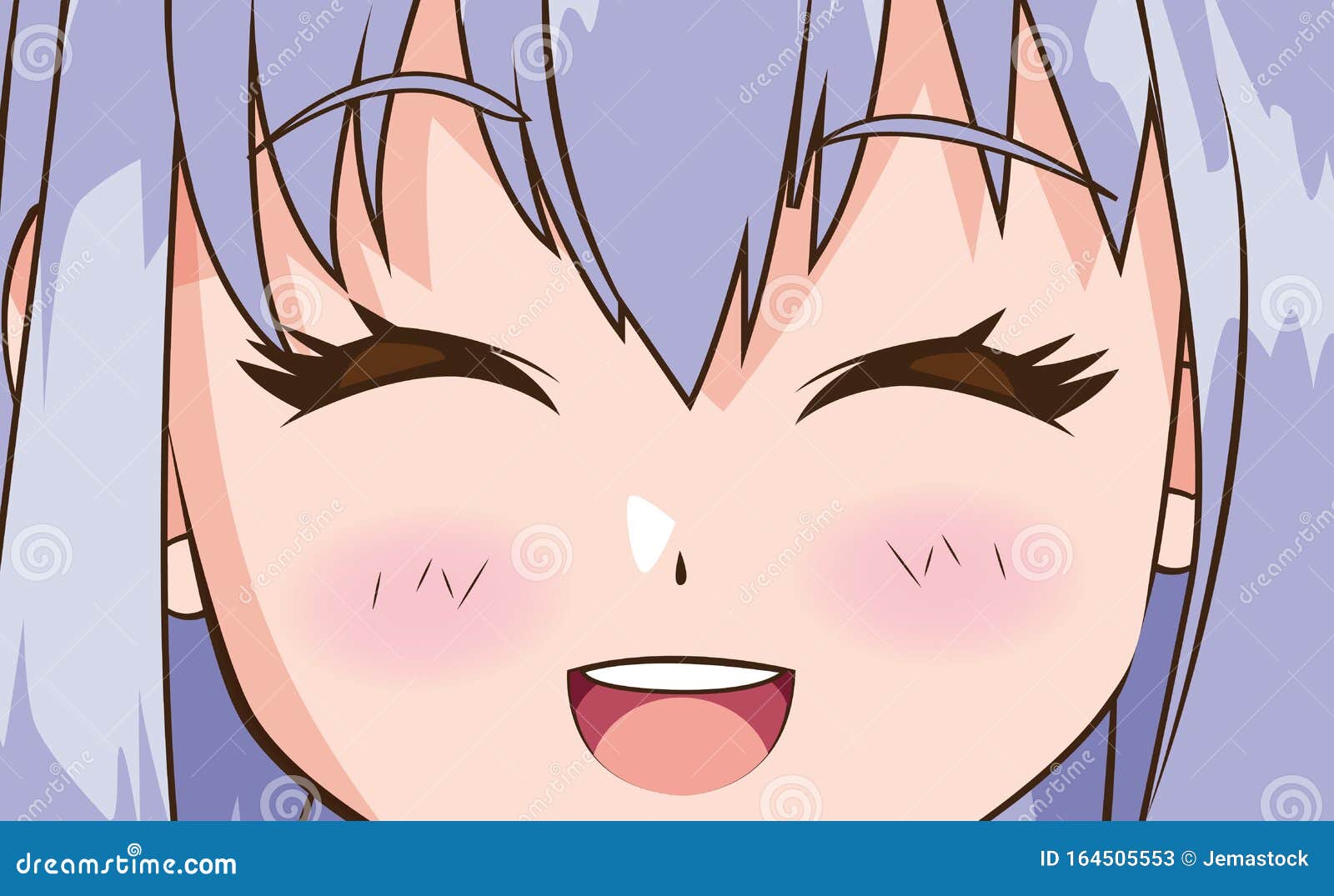 Estilo Anime De Mulher Feliz Ilustração do Vetor - Ilustração de