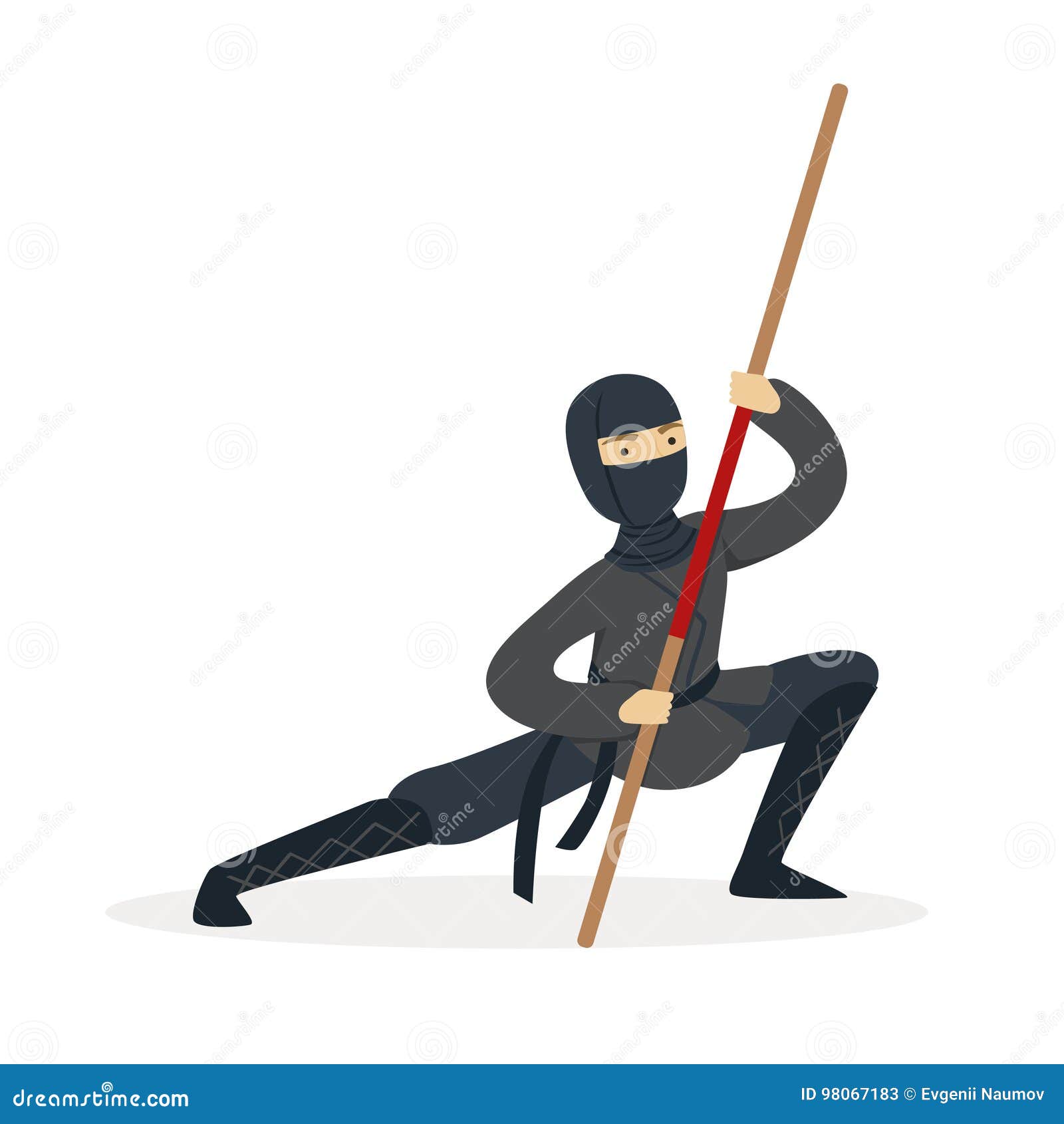 Ninja Assassino Personagem Em Um Traje Preto Completo Em Pé Em Uma Pose De  Combate Com Espadas Katana Atrás Das Costas, Arte Marcial Japonesa  Ilustração Vetorial Sobre Um Fundo Branco Ilustraciones svg