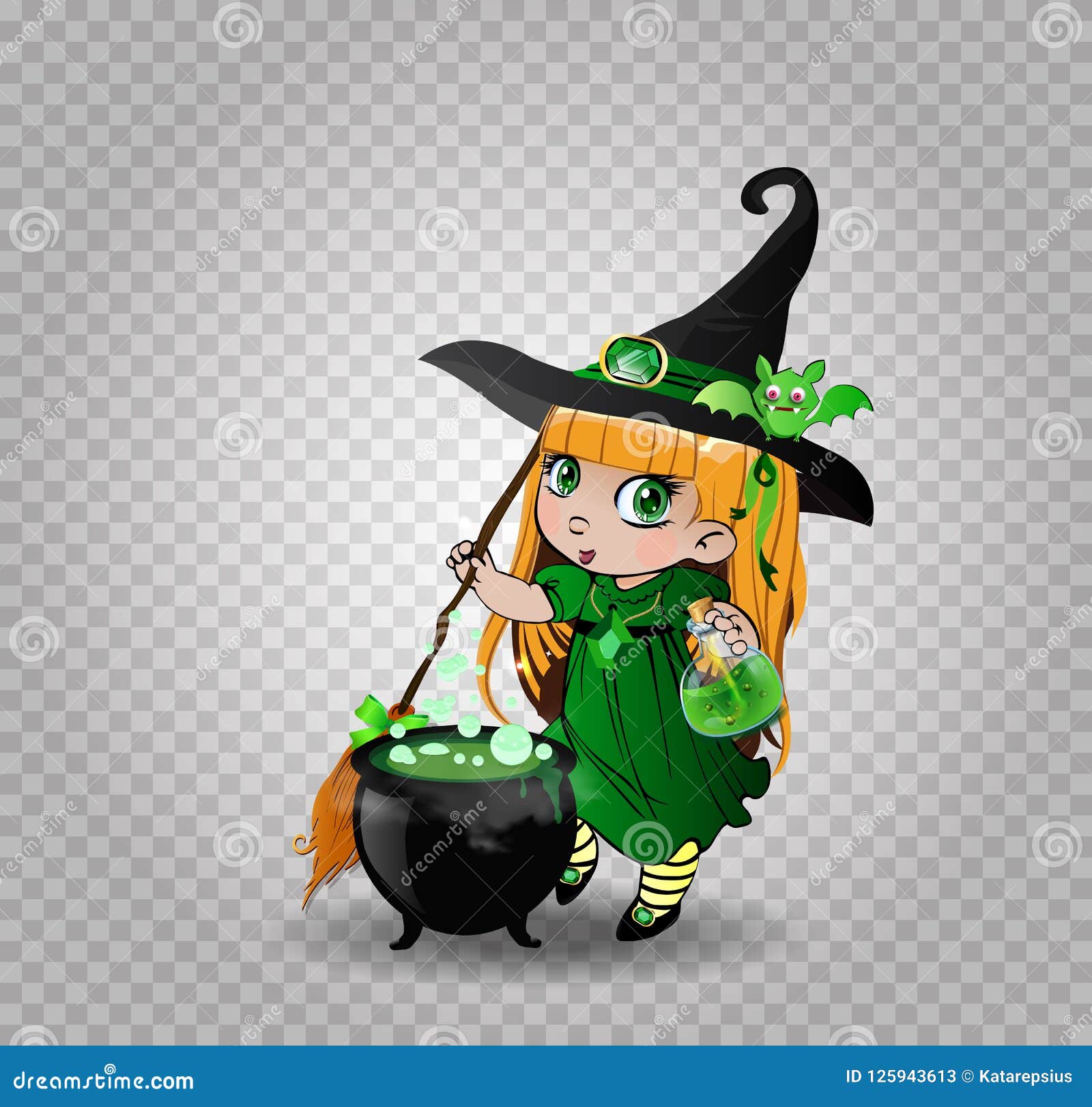 Convite Bruxas assustadoras Cauldron Hat Broom Halloween