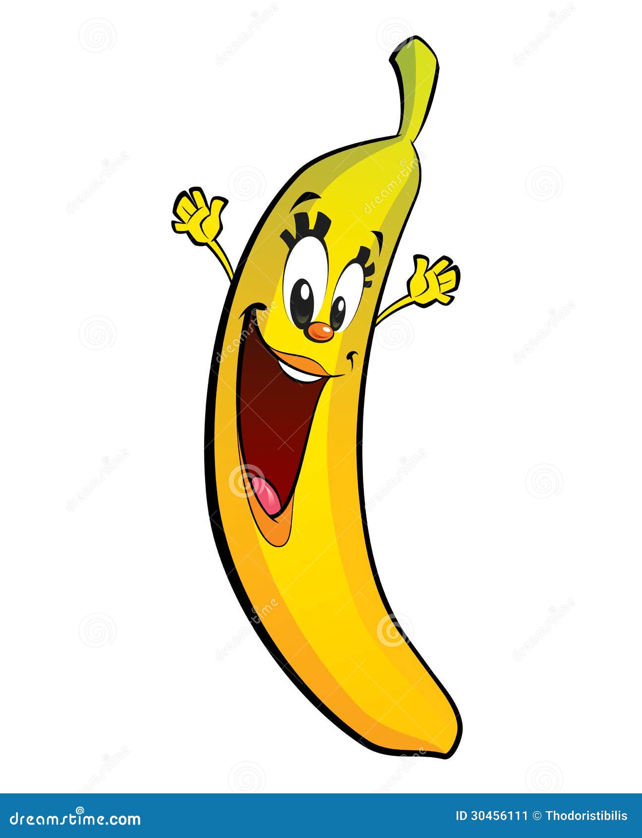 Personagem de desenho animado de banana feliz