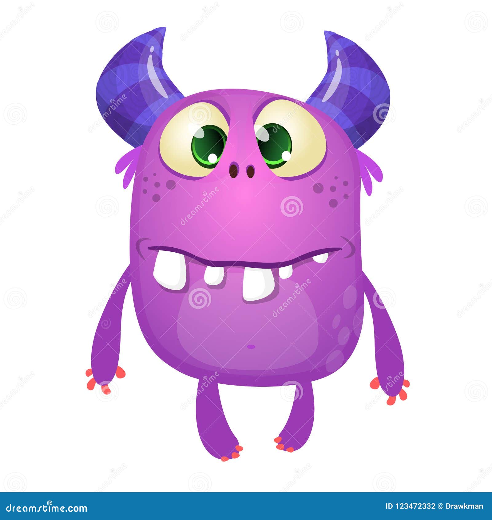 Ilustração Do Desenho Animado Do Vetor Do Monstro Roxo Com Uma