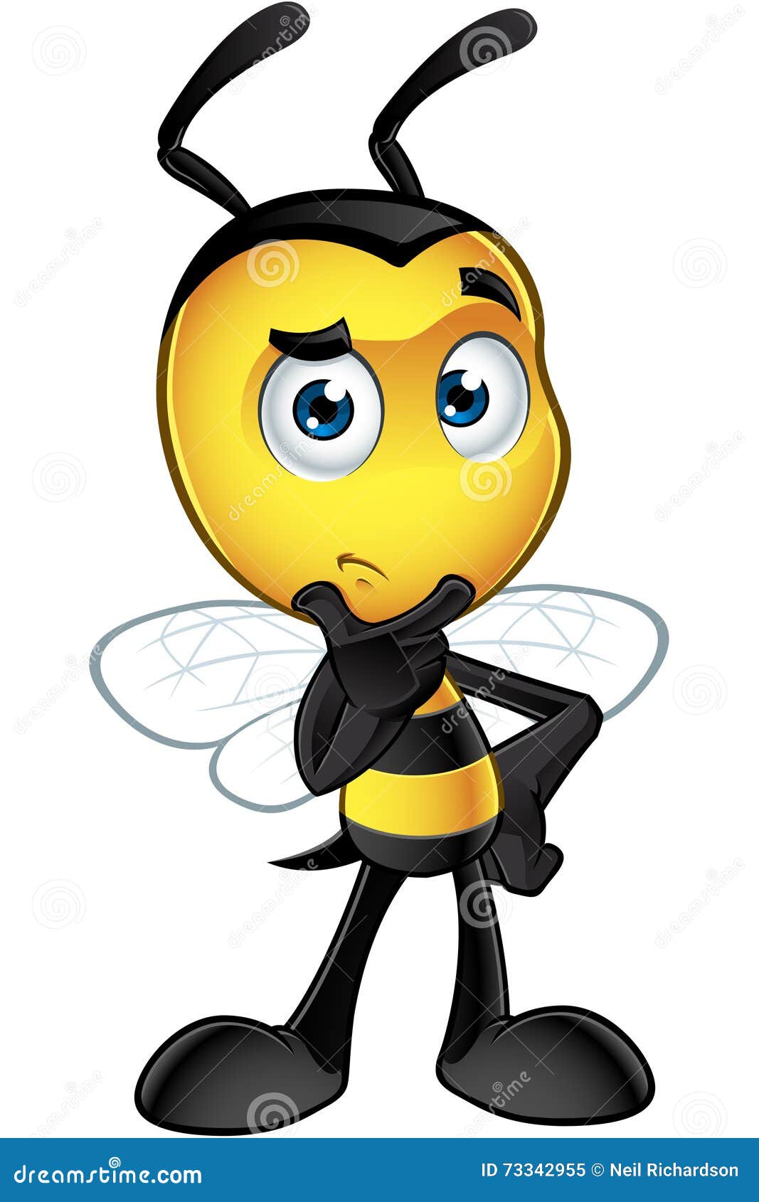 Carater Pequeno Da Abelha Pensando Ilustracao Do Vetor Ilustracao De Wildlife Antena 73342955