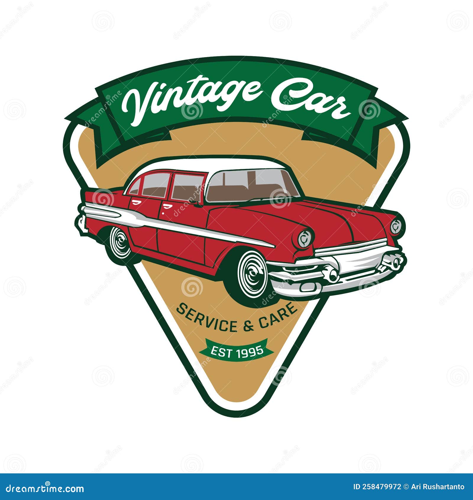 Retro Classic Vintage Car Vector Illustration Logo Design Stock Vector