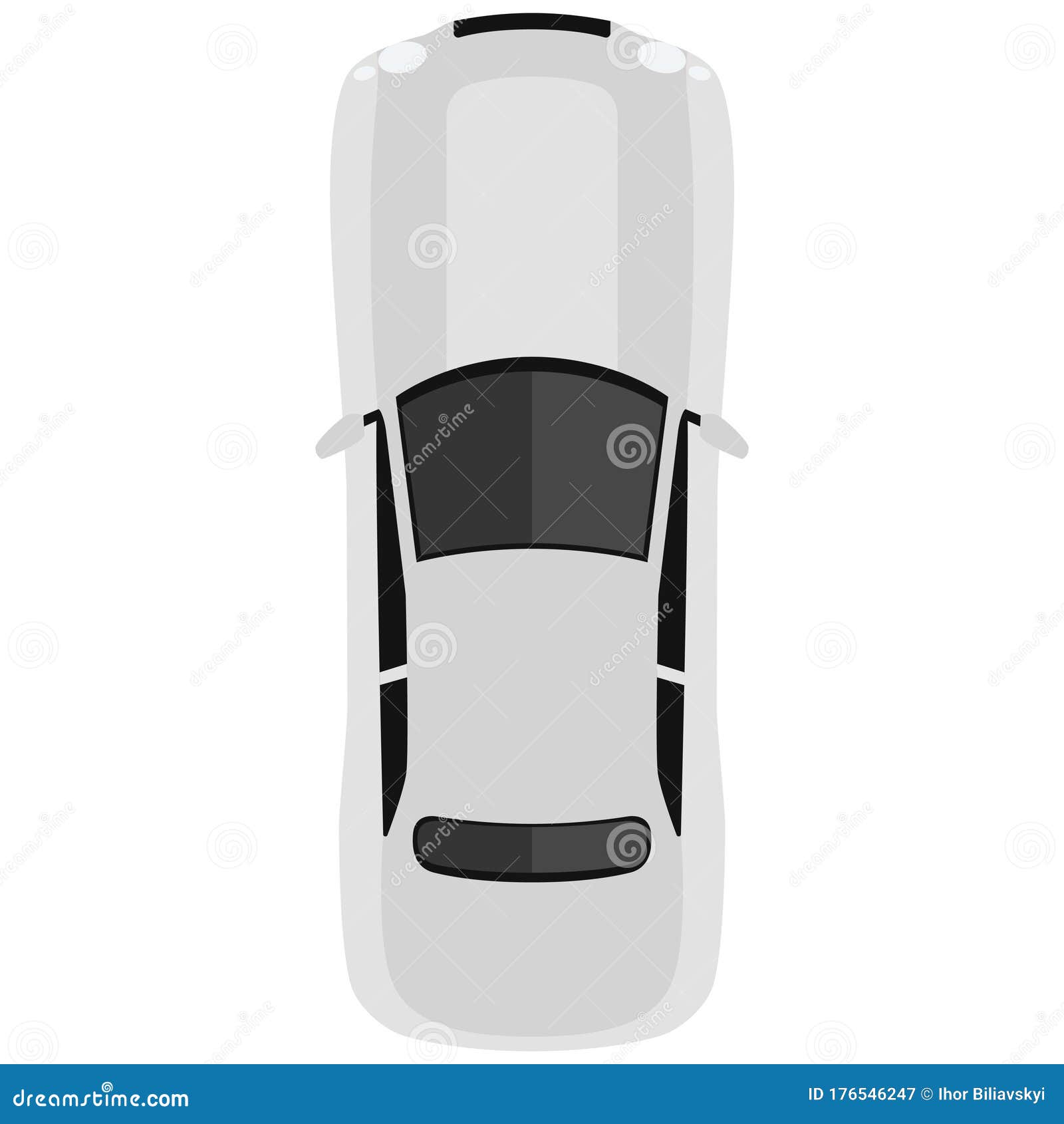 Car from Above, Top View. Cute Cartoon Car with Shadows. Modern Urban ...