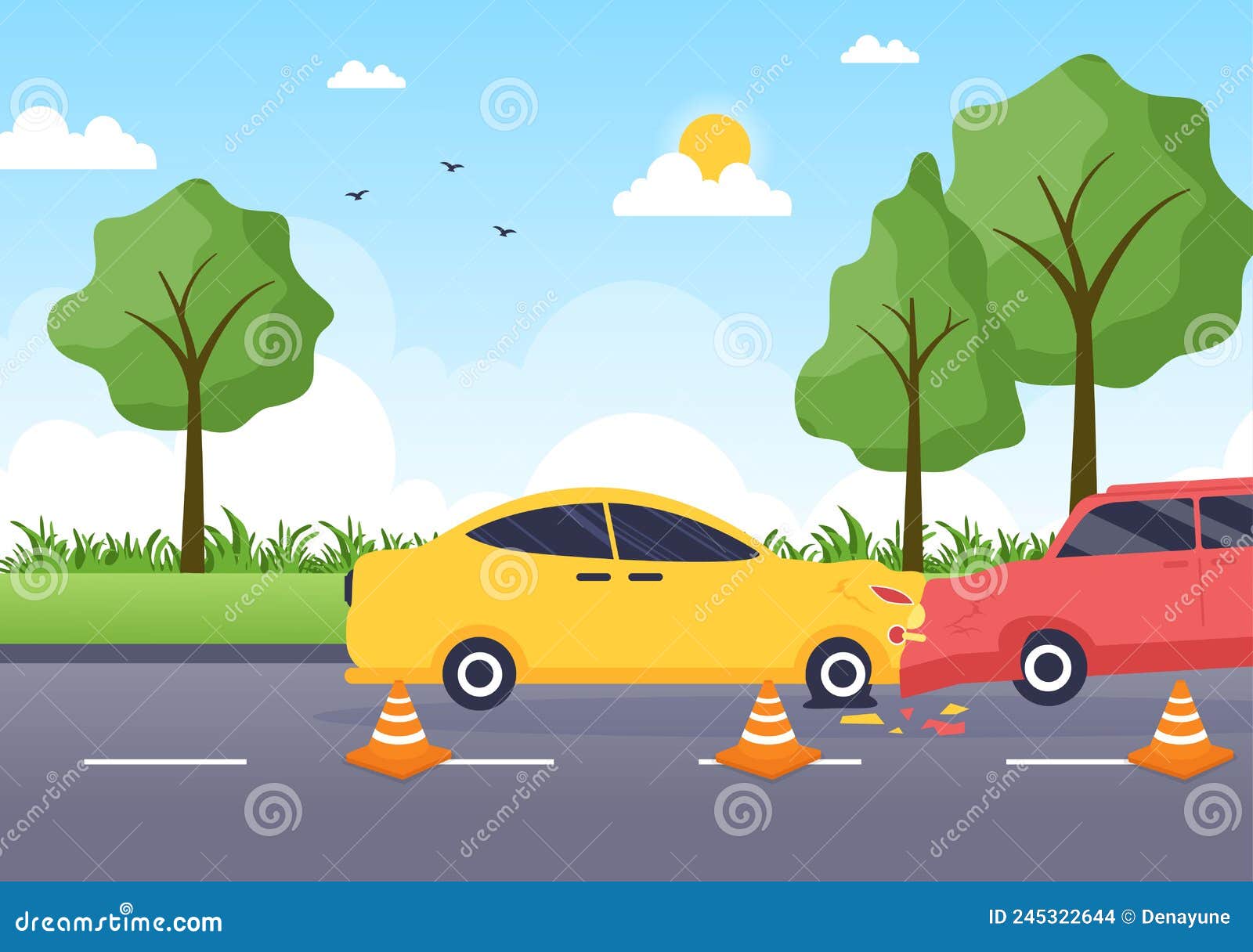 Car Accident Background Illustration with Two Cars Colliding or Hitting ...