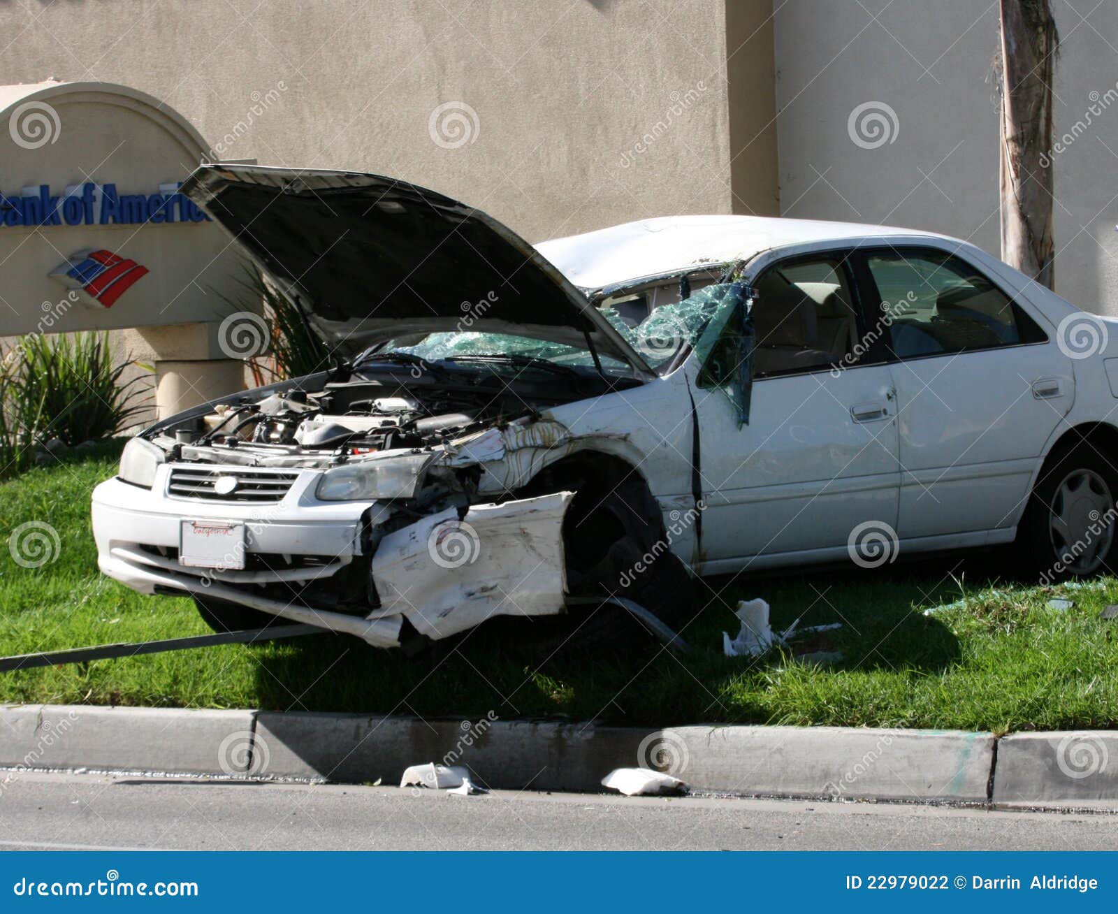 Car Accident on the grass editorial photography. Image of window 22979022