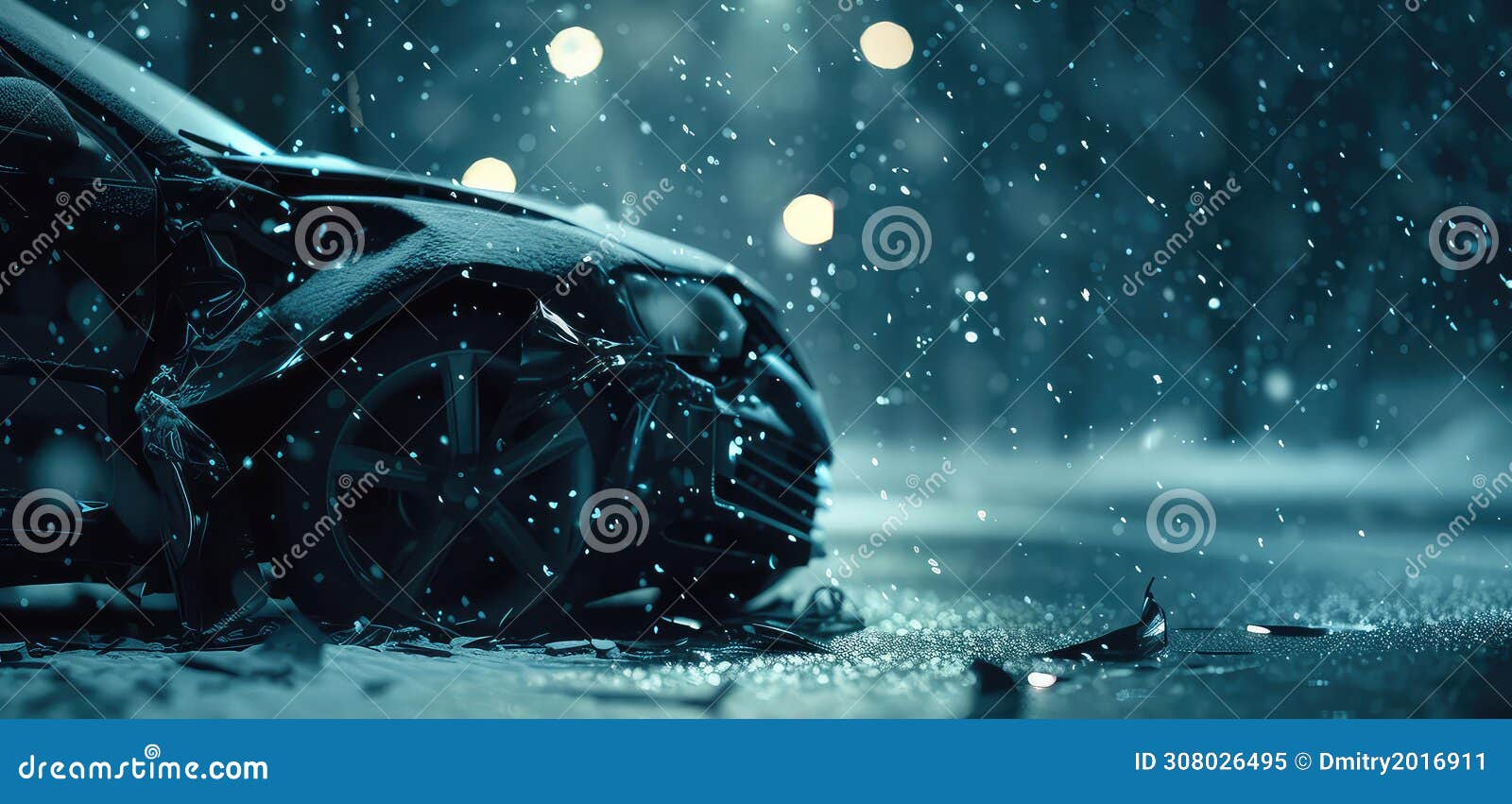 Car Accident during Snowstorm. Stock Image Image of emergency