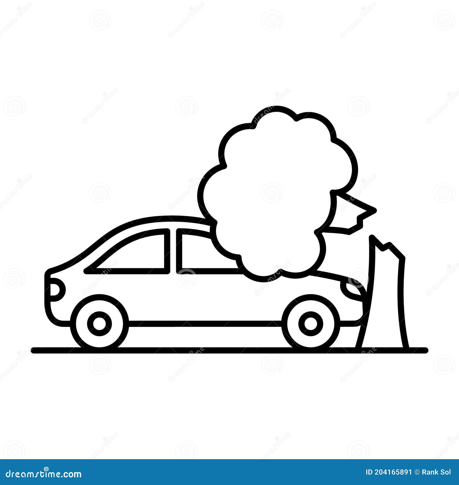 Car Accident with Tree Isolated Vector Icon that Can Be Easily Modified ...
