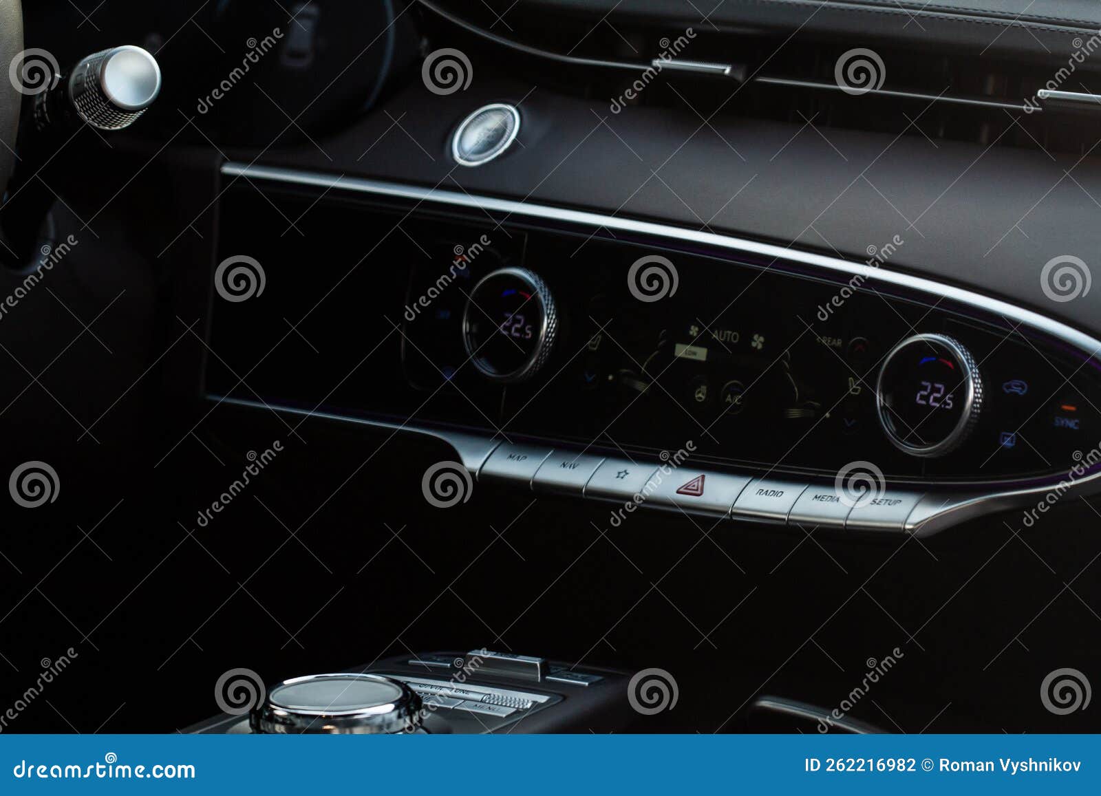 Car Air Conditioner Dashboard. Modern Car Interior Stock Photo Image