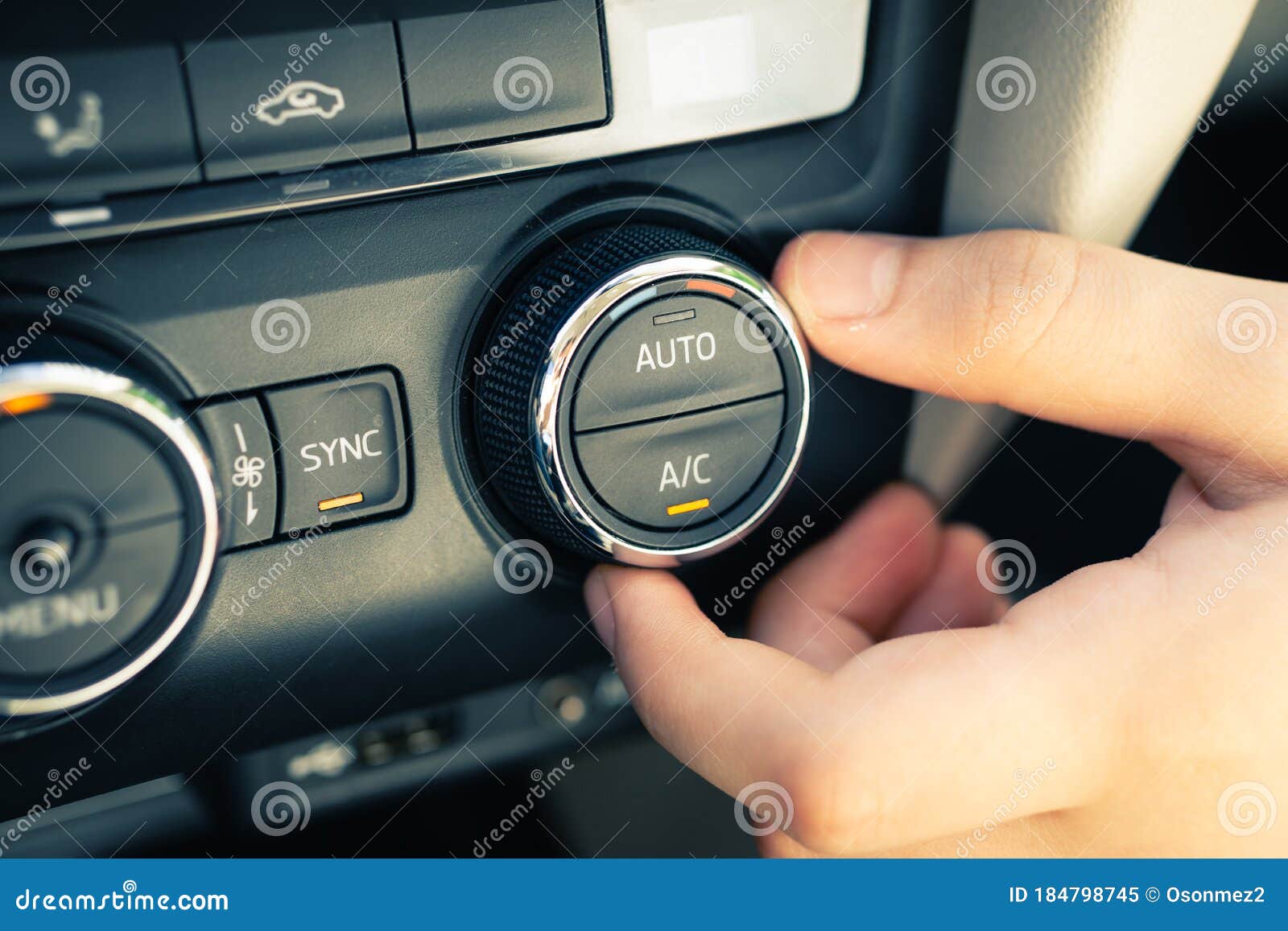 Car Air Conditioner On Off Button Close Up View Stock Image Image Of Driver Adjusting 184798745