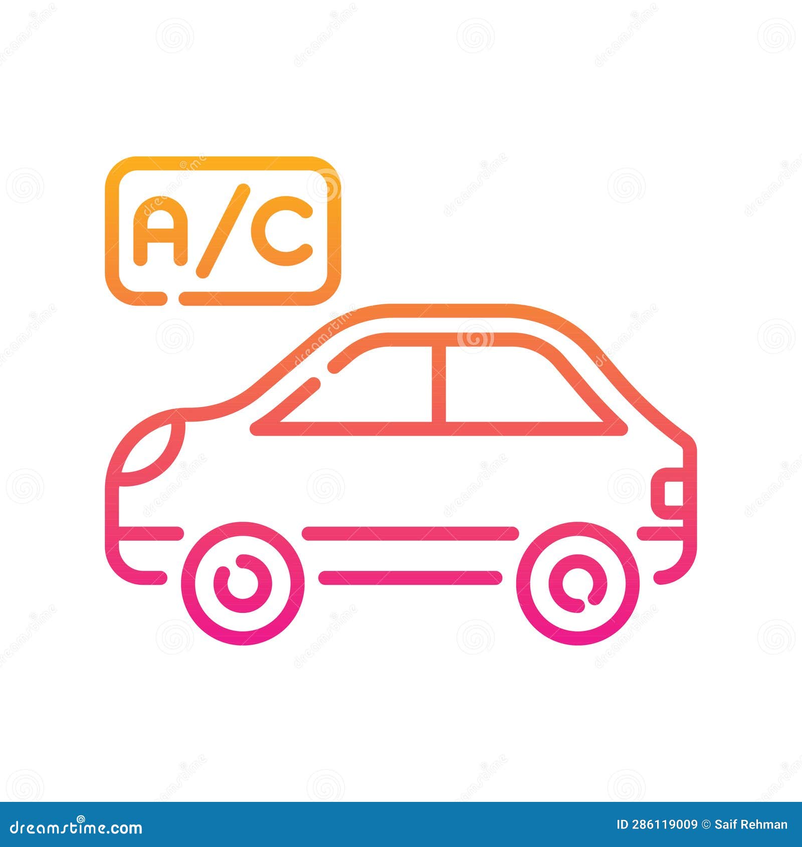 Car Air Conditioner Vector Gradient Icon Design Illustration. Stock