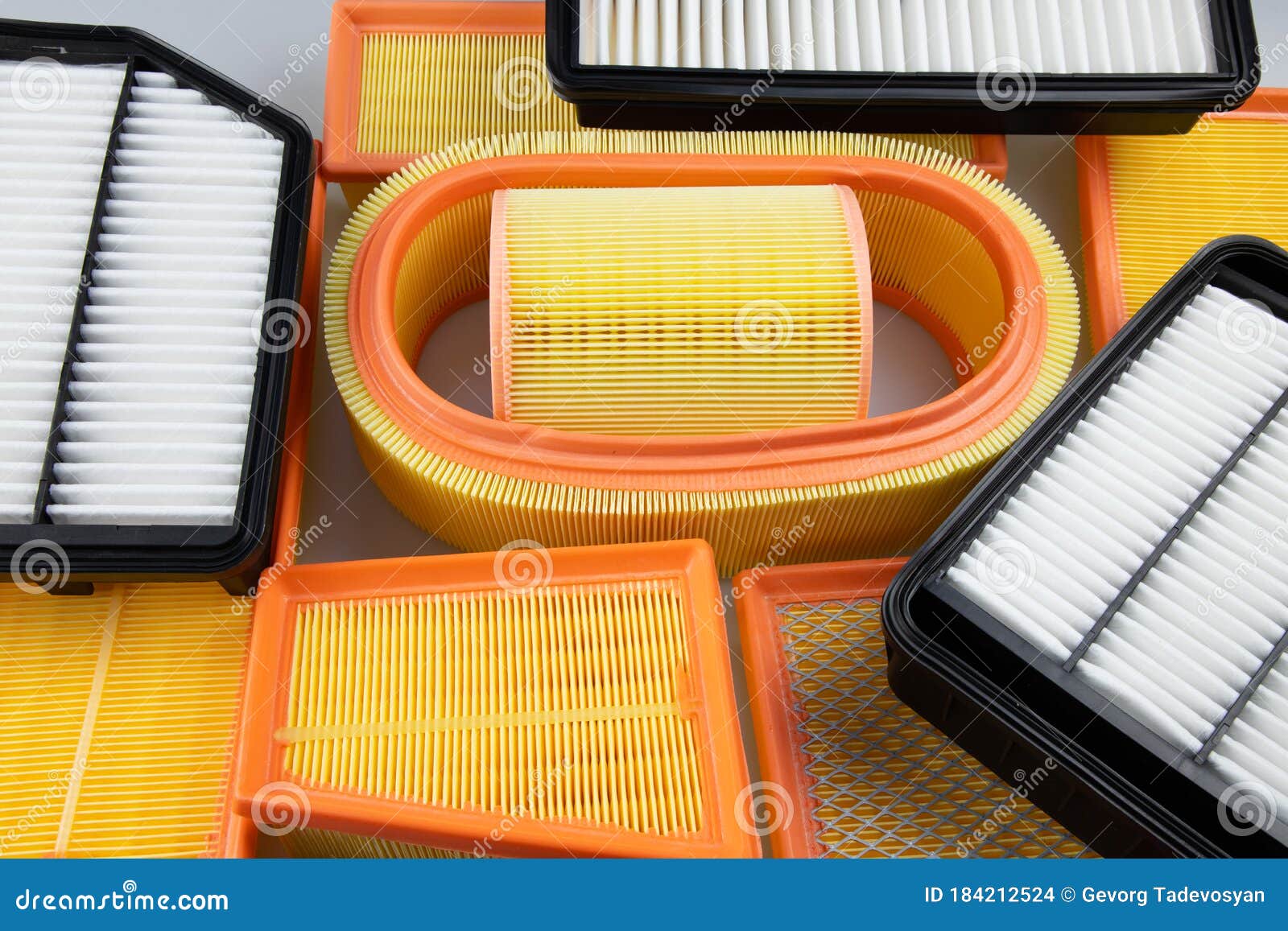 Car Air Filter Set in Different Sizes. Stock Photo Image of cylinder