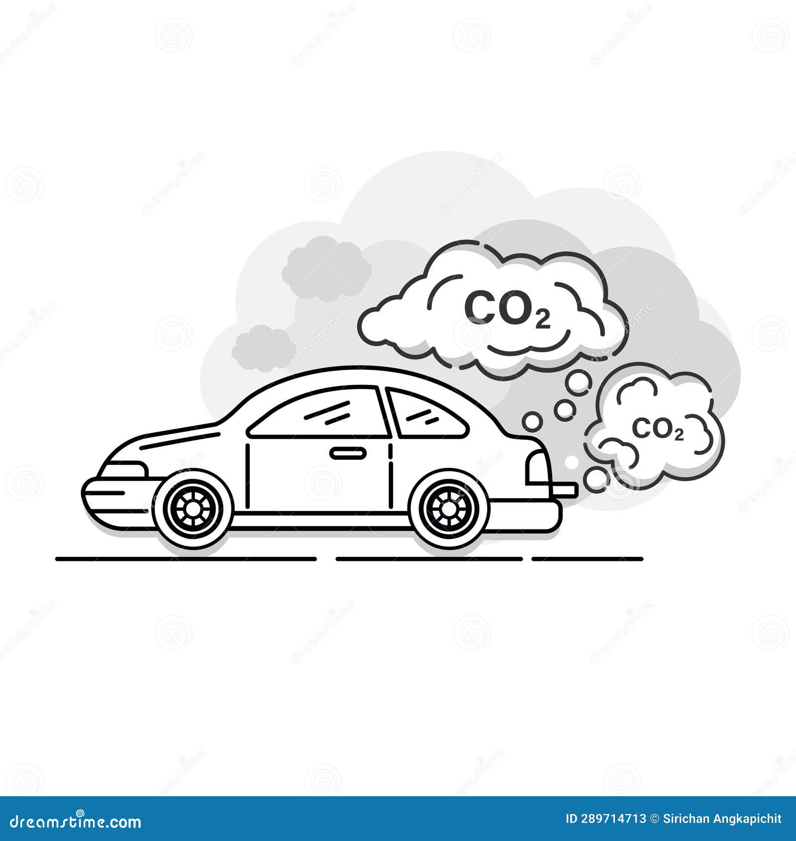 Vehicle Toxic Pollution Vector Illustration Stock Illustration ...