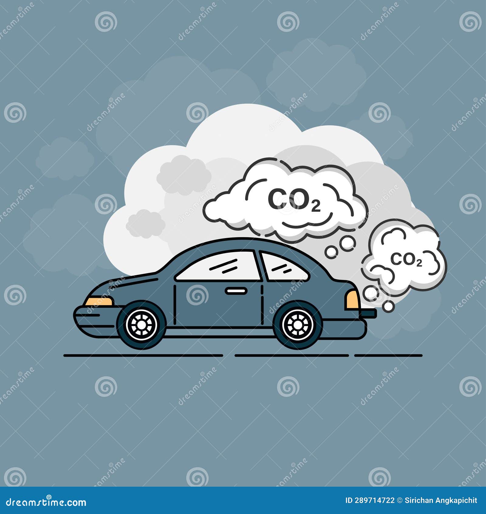 Car air pollution. stock illustration. Illustration of global - 289714722