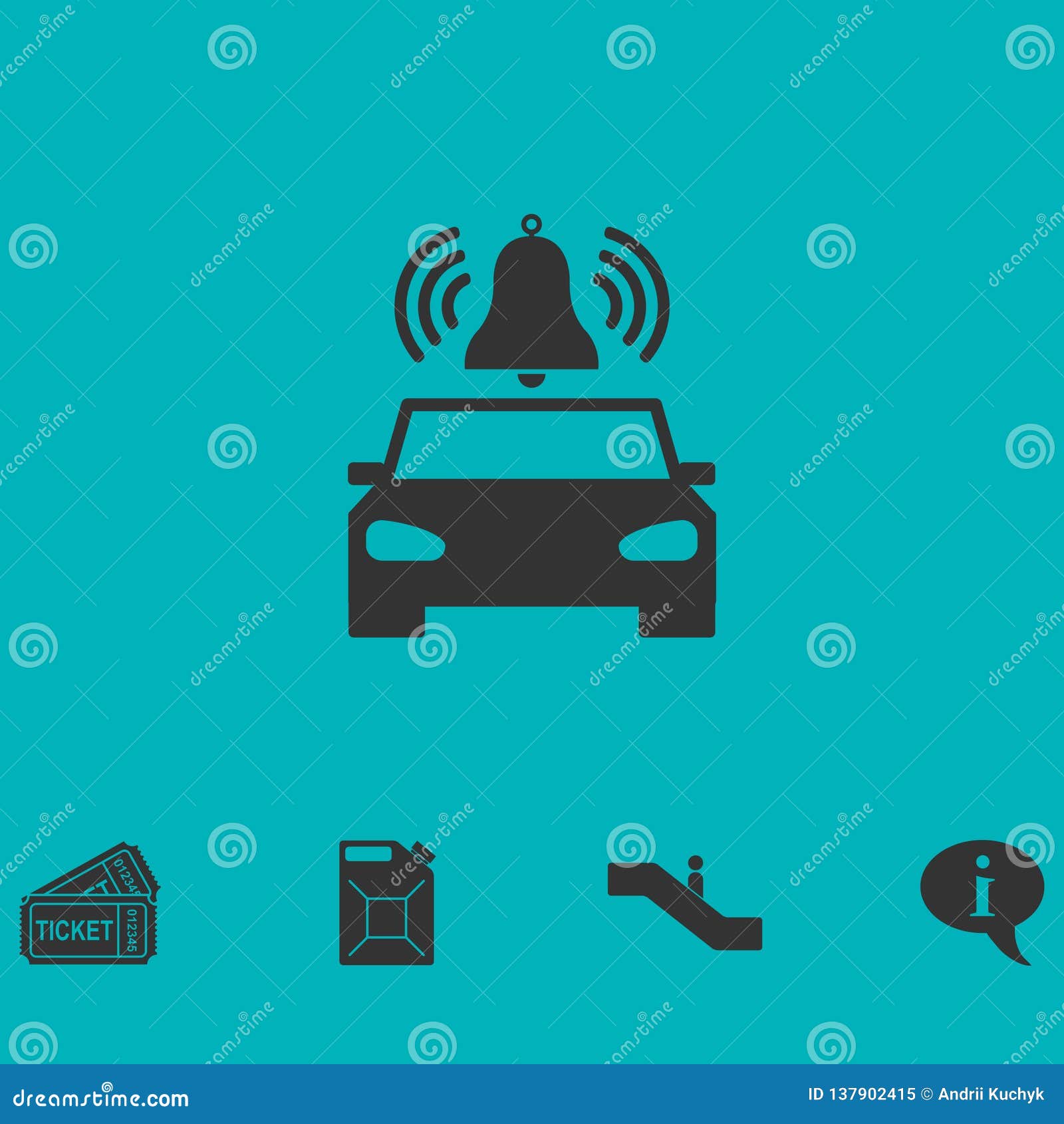Car alarm icon flat stock vector. Illustration of color 137902415