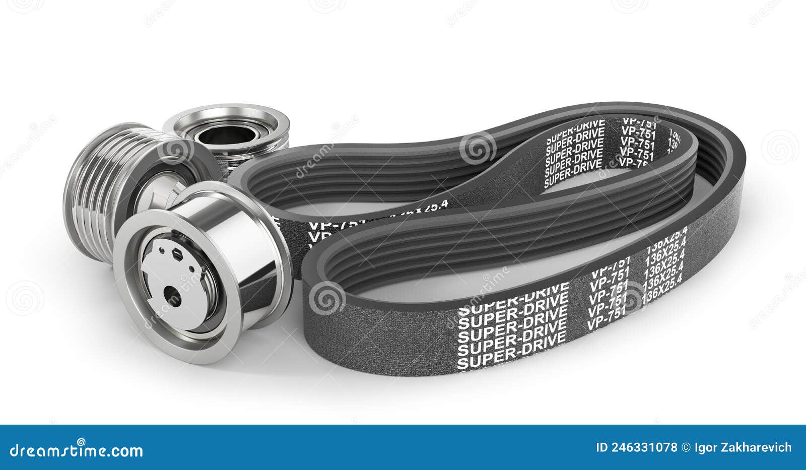 Car Alternator Belt Isolated on a White Background. Stock Illustration