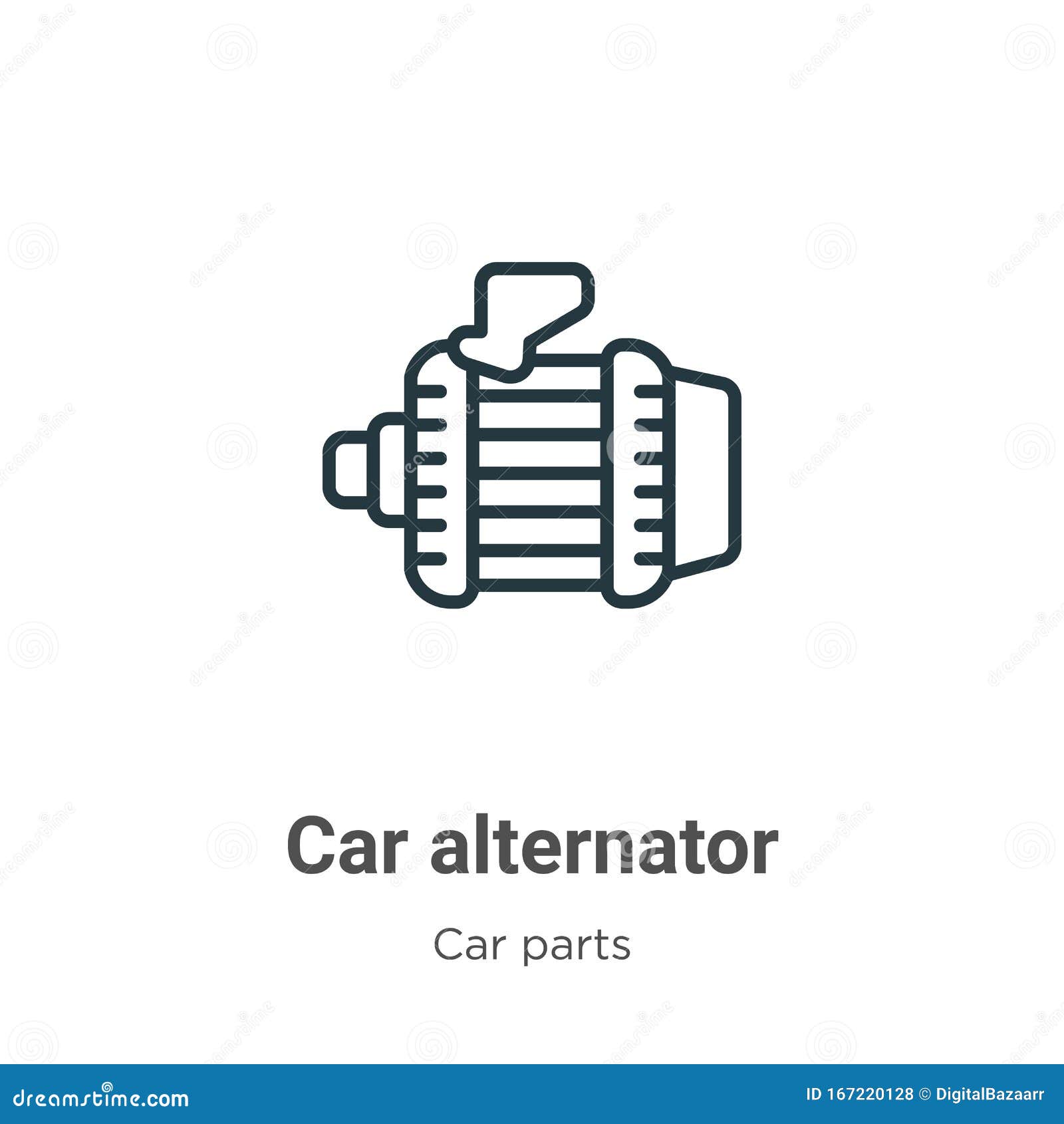 Car Alternator Vector Icon On White Background. Flat Vector Car