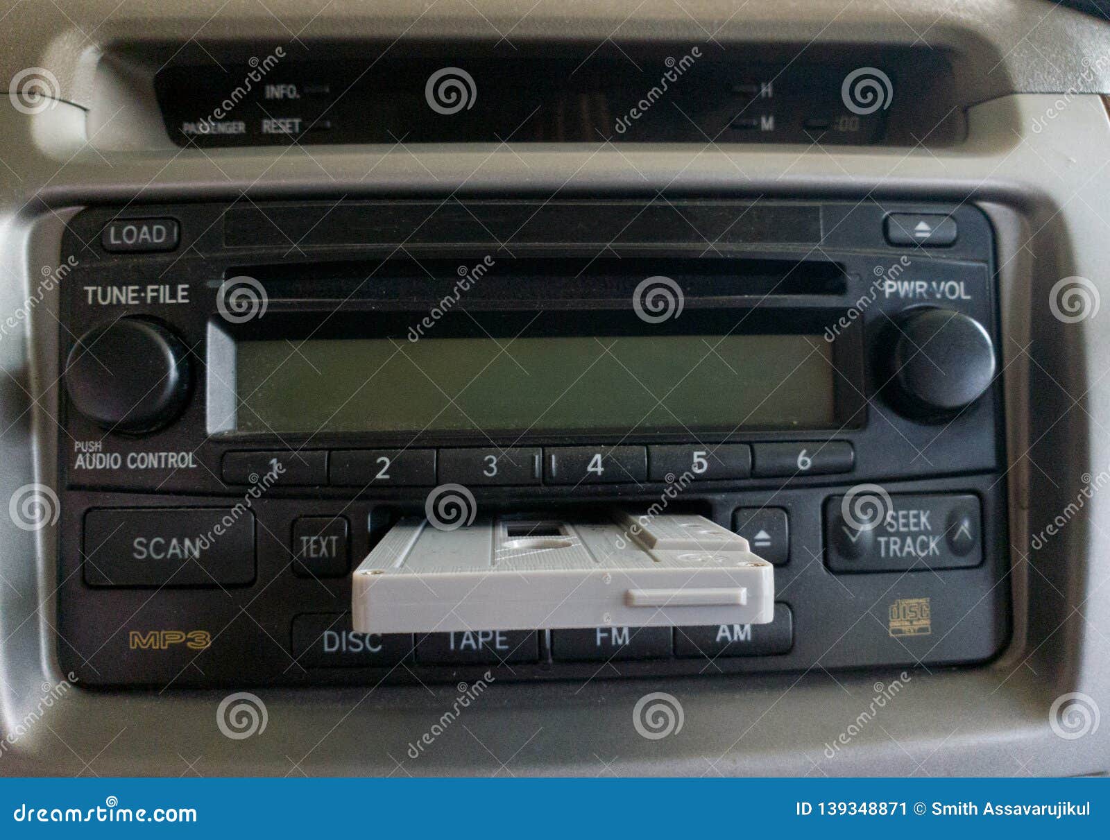 Car Audio with Cassette Tape on it Stock Image Image of button, classic 139348871