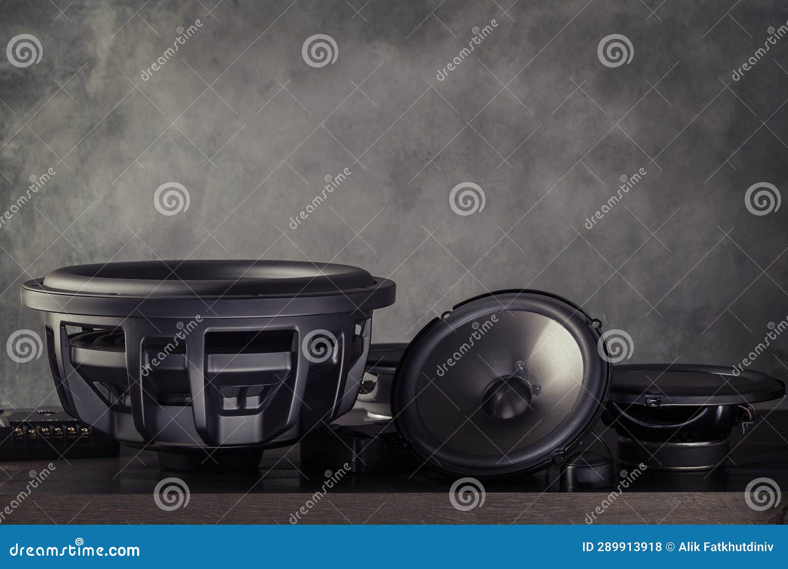 Car Audio, Car Speakers, Subwoofer and Accessories Stock Photo Image