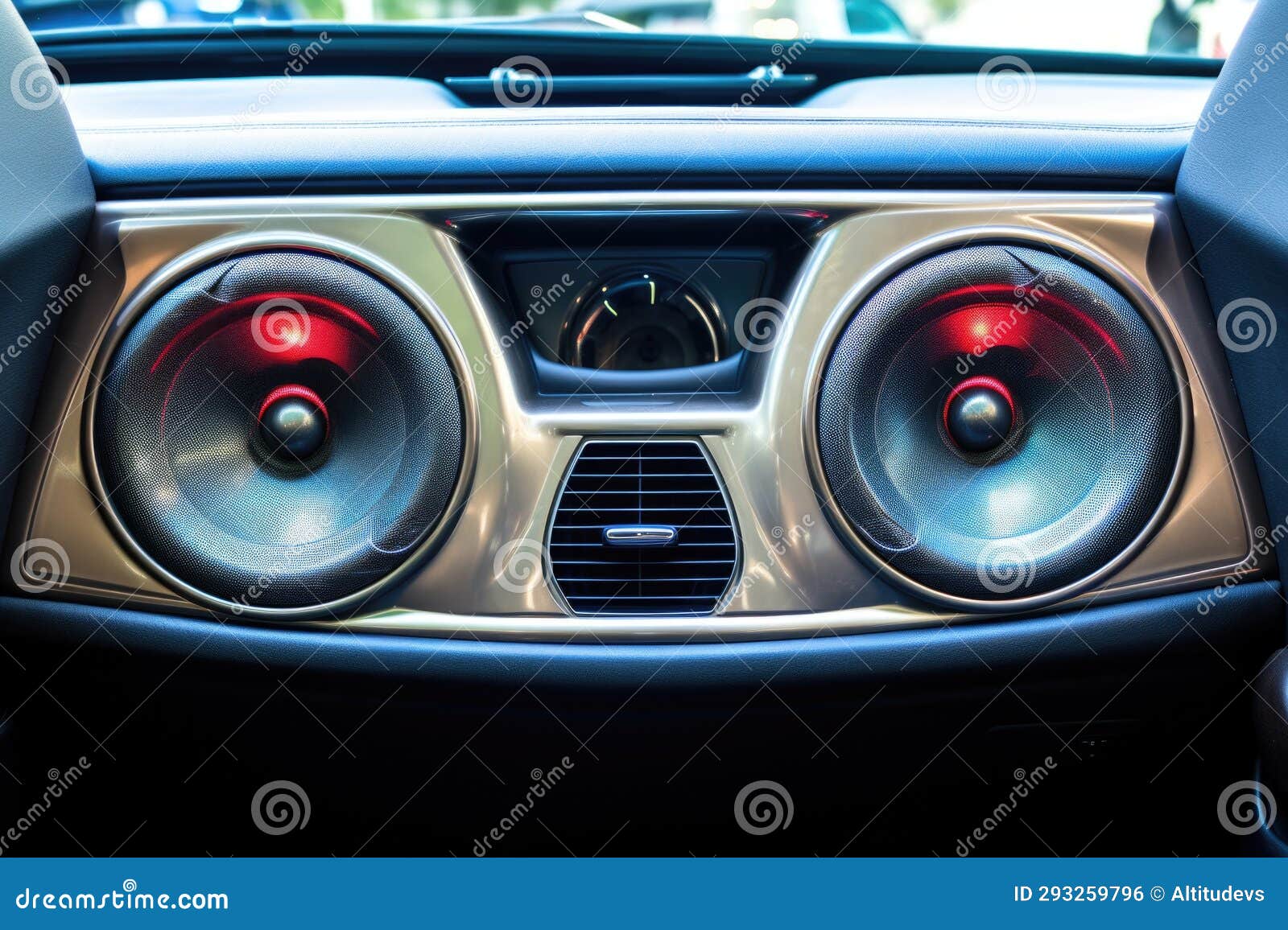 Car Audio System with a Focus on the Speakers in the Doors Stock Photo