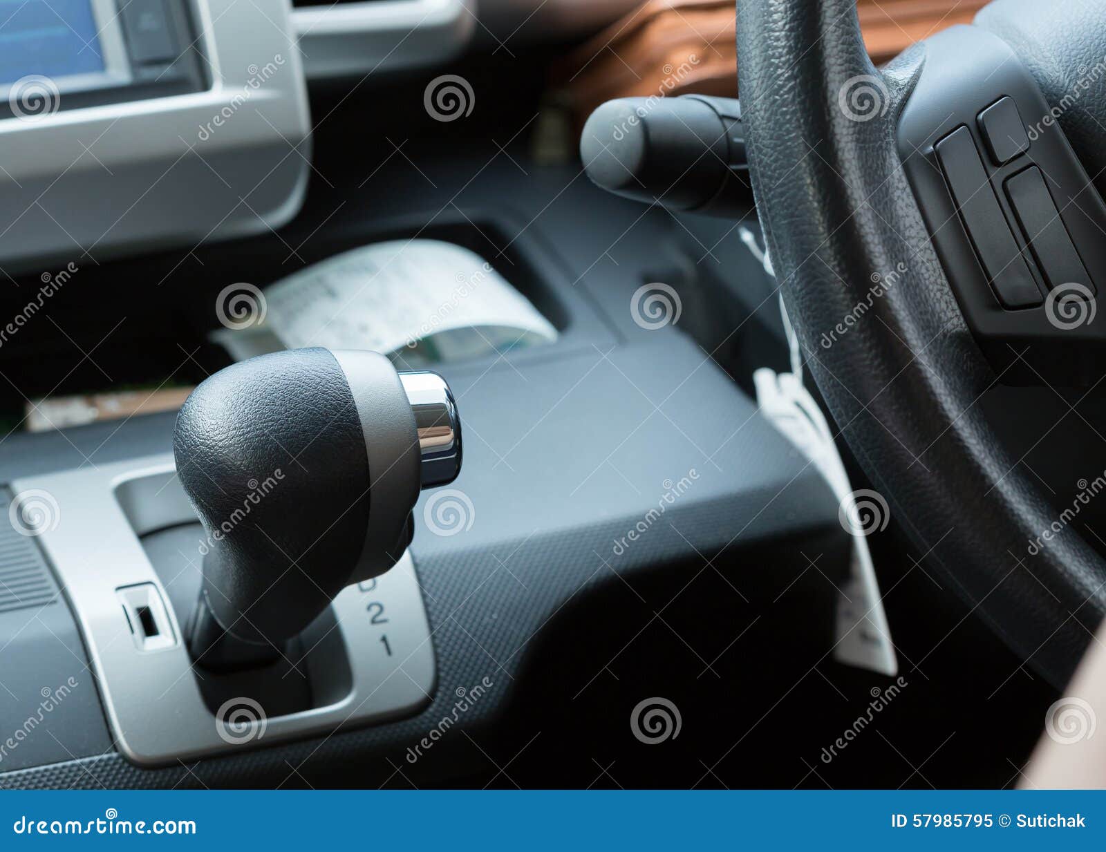 Car Automatic Gear with Black Steering Stock Image Image of