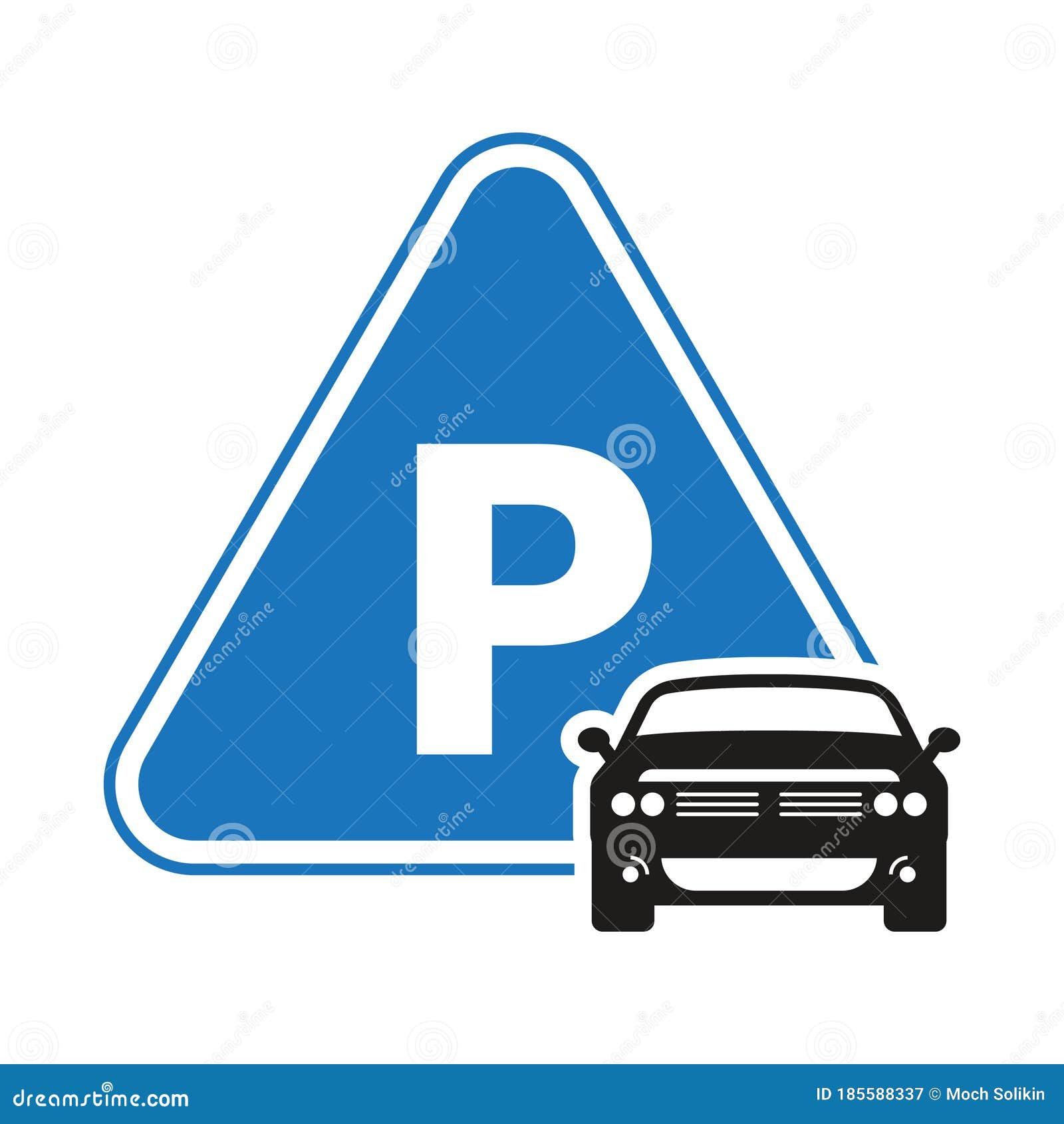 Car / Automobile Parking Sign Icon with Triangle Shape Stock Vector
