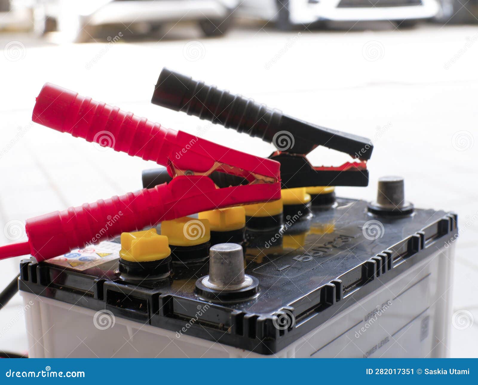 Car Battery and Jump Cables Stock Image Image of testing, volt 282017351